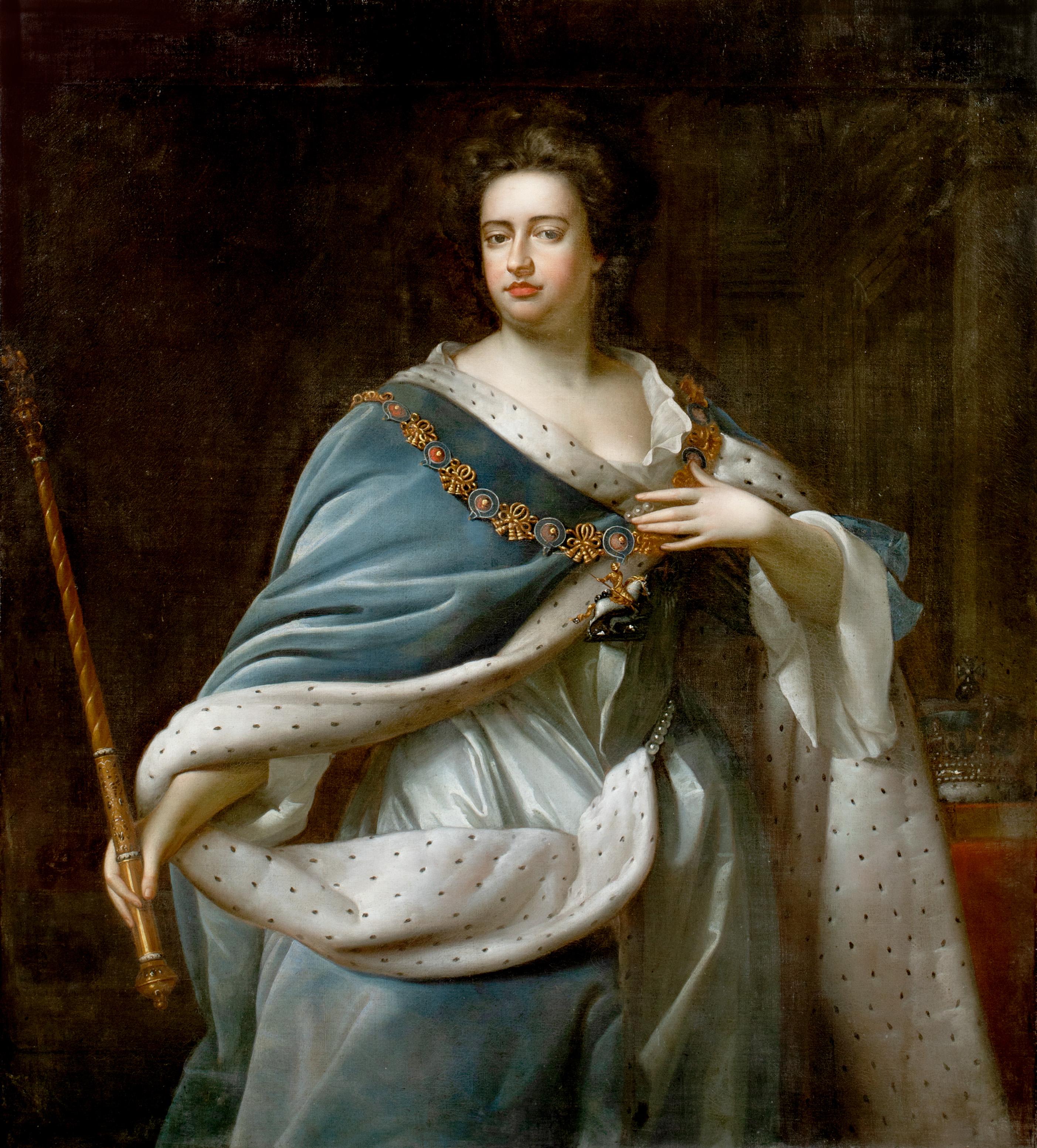 Unknown Portrait Painting - Portrait Of Queen Anne (1665-1714) , 17th Century 