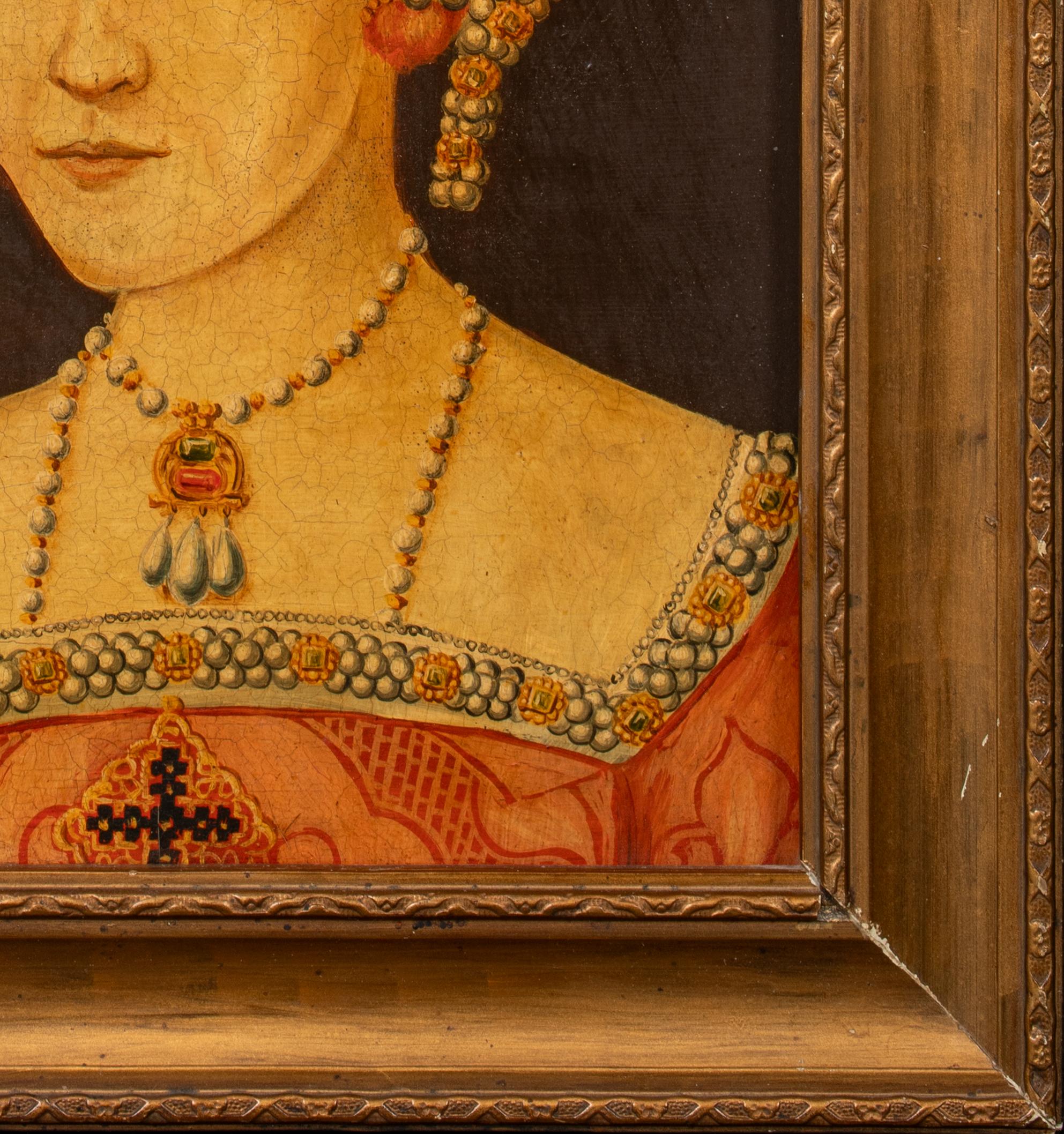 Retrato de la reina María de Inglaterra (1516-1558)

Retrato de la Corte de la English School - óleo sobre tabla

Retrato antiguo de la reina María de Inglaterra, óleo sobre tabla de madera. Retrato a escala de busto de la reina María, de buena