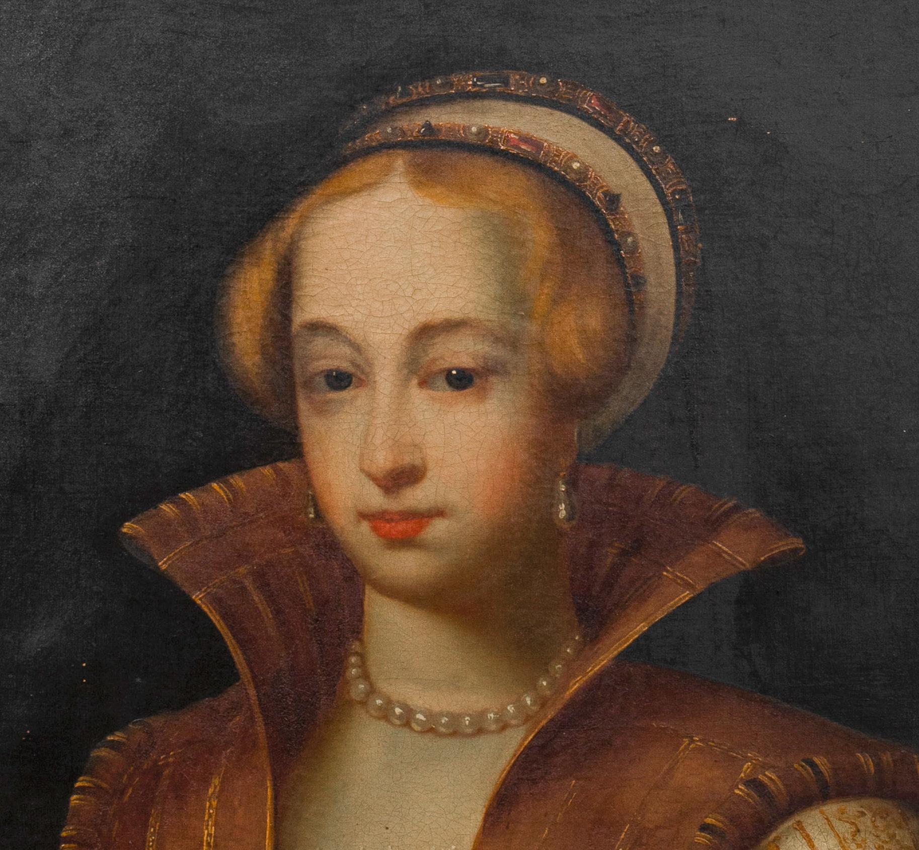 Portrait Of Queen Mary I Of England (1516-1558), 17th Century   - Brown Portrait Painting by Unknown
