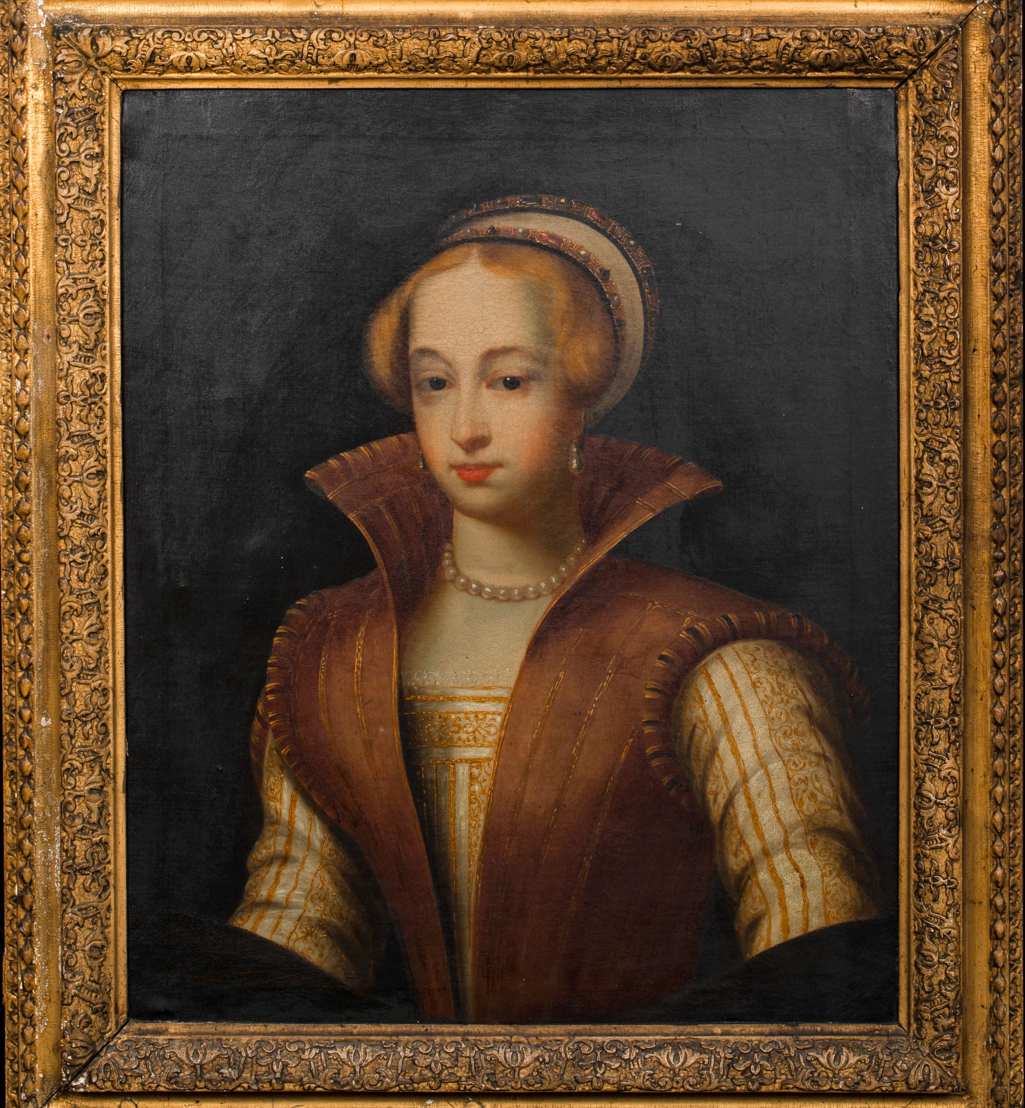 Unknown Portrait Painting - Portrait Of Queen Mary I Of England (1516-1558), 17th Century  
