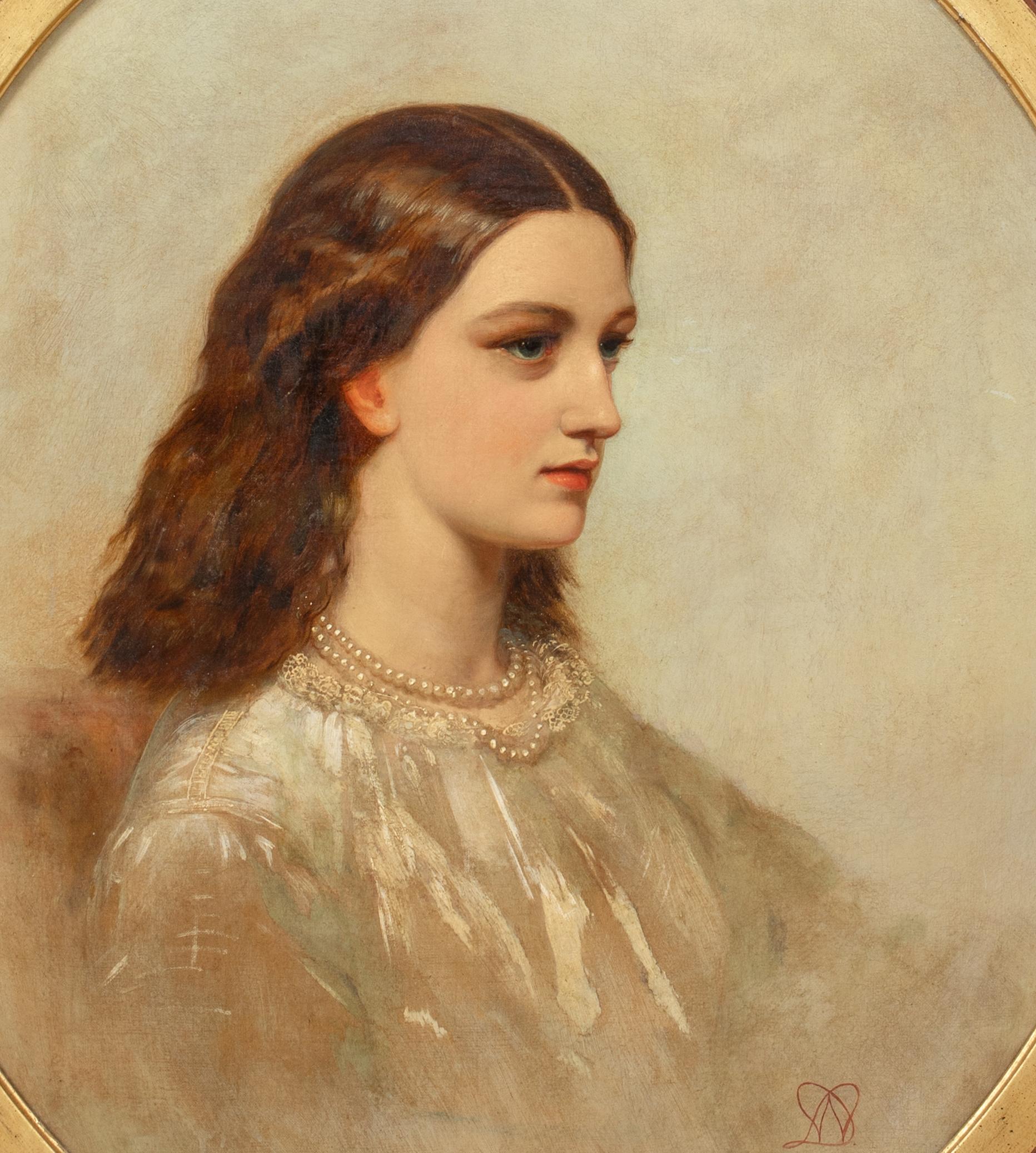 Portrait of Rebecca Solomon, 19th Century  - William Morris - signed For Sale 3