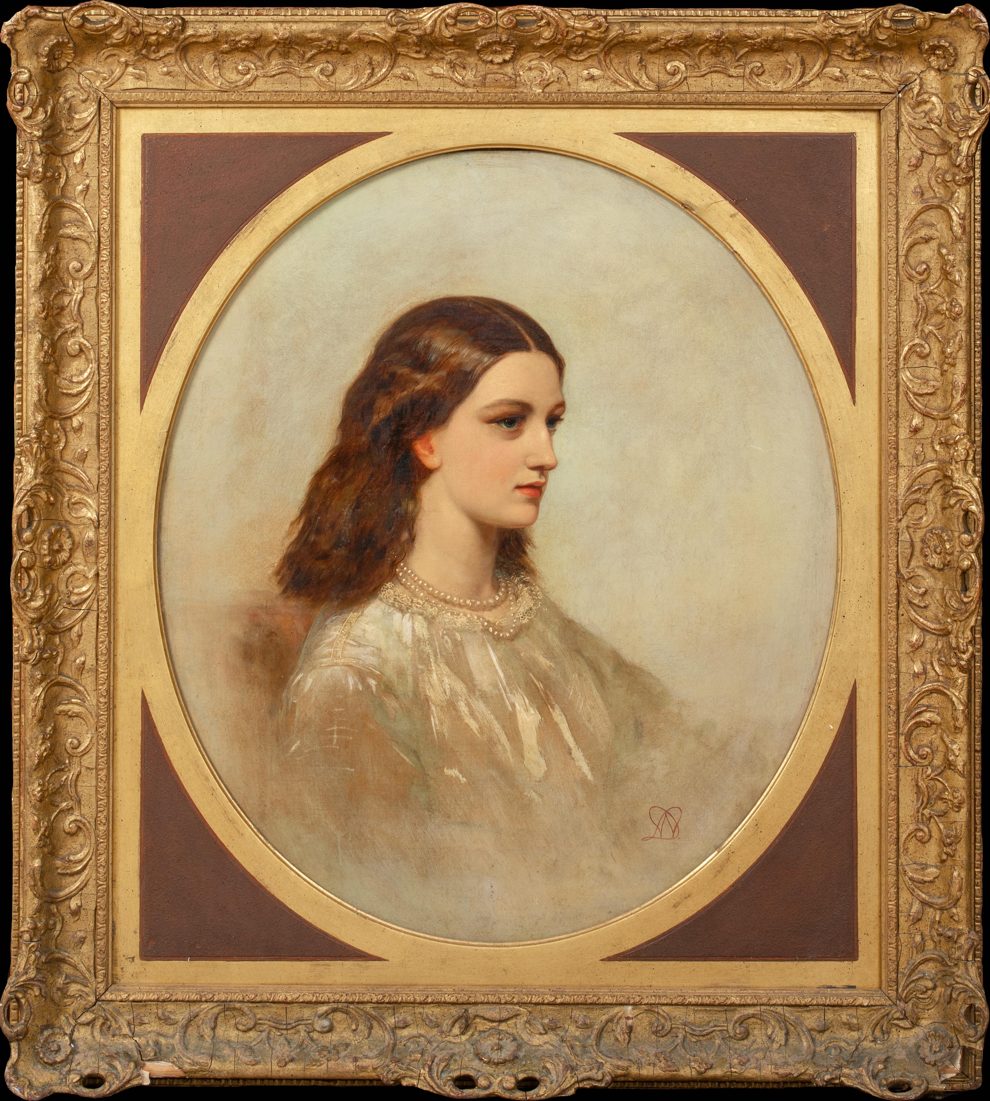 Unknown Portrait Painting - Portrait of Rebecca Solomon, 19th Century  - William Morris - signed