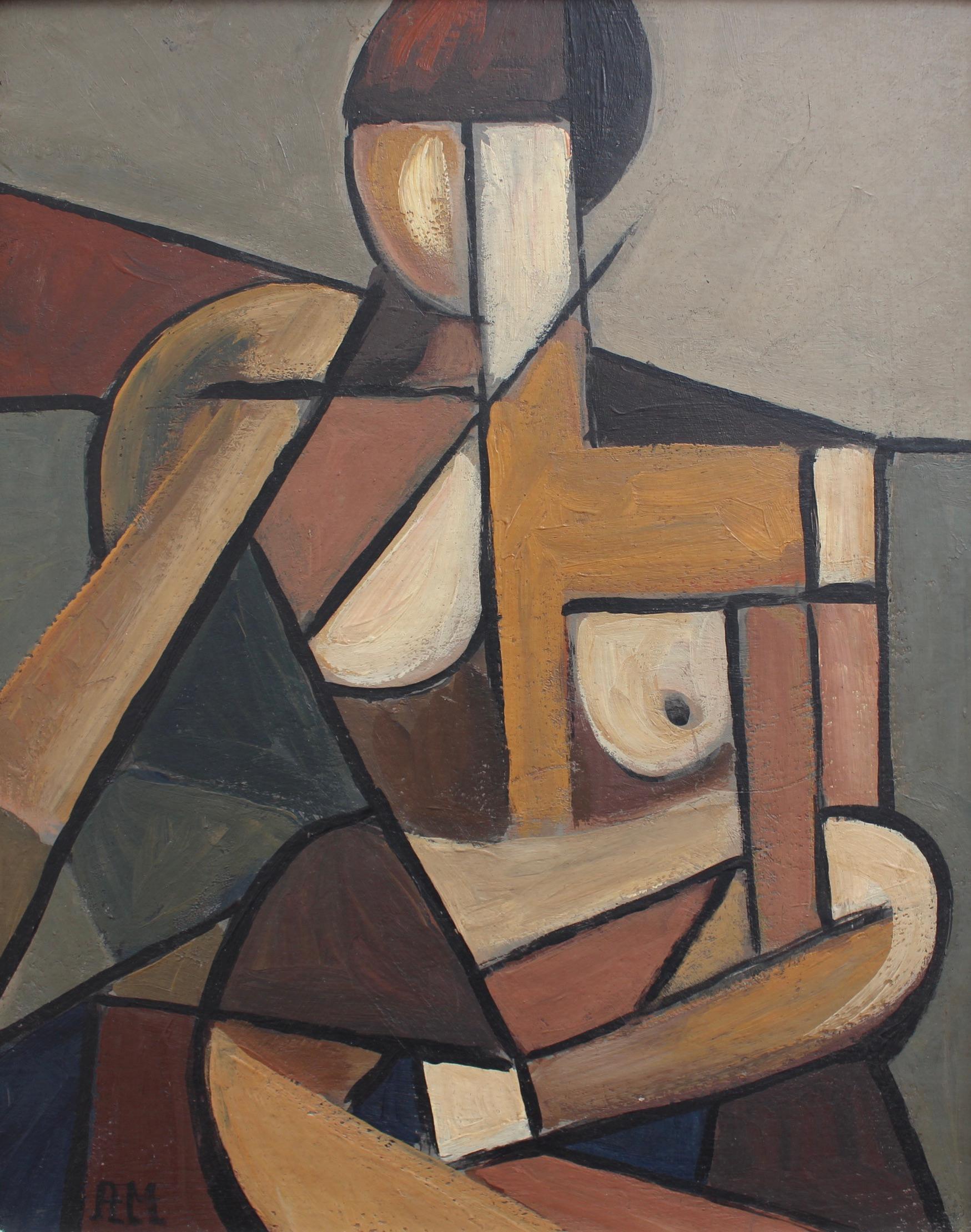 Unknown Abstract Painting - 'Portrait of Seated Nude', Berlin School 