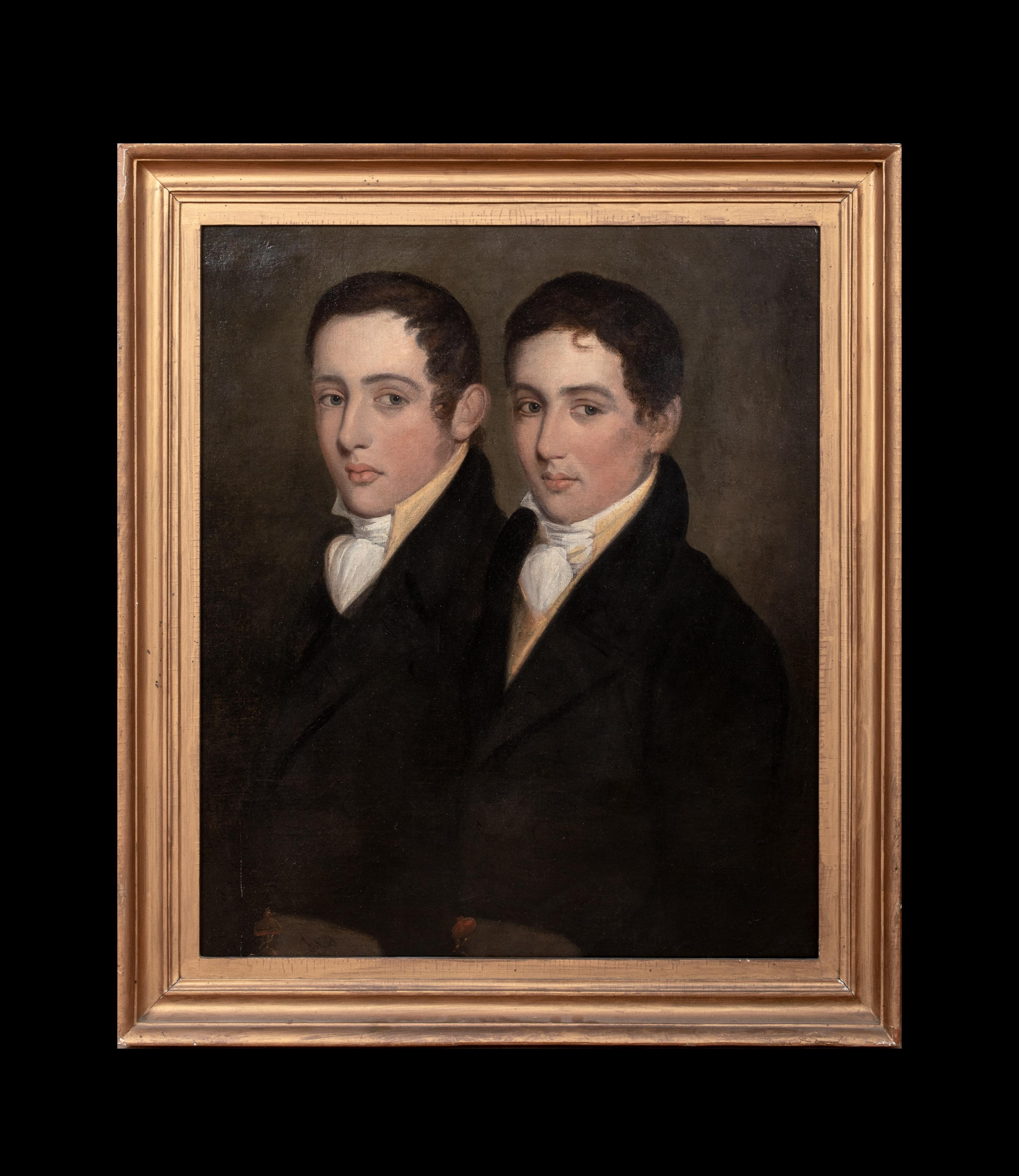 Portrait Of Siamese Twins, circa 1810 English Regency School - Painting by Unknown