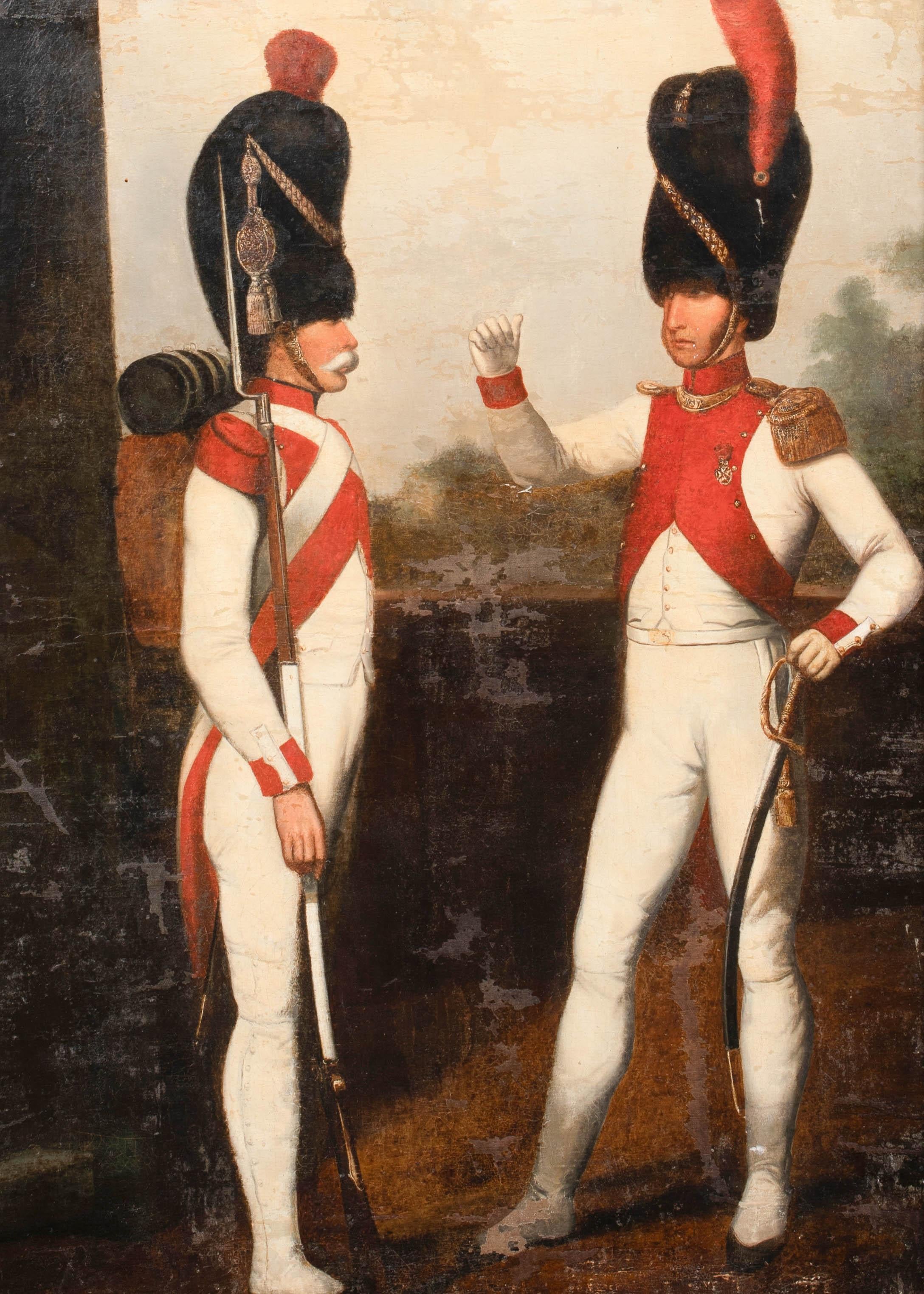 Portrait Of The 3rd Foot Grenadier Regiment, Napoleon's Imperial Guard - Beige Portrait Painting by Unknown
