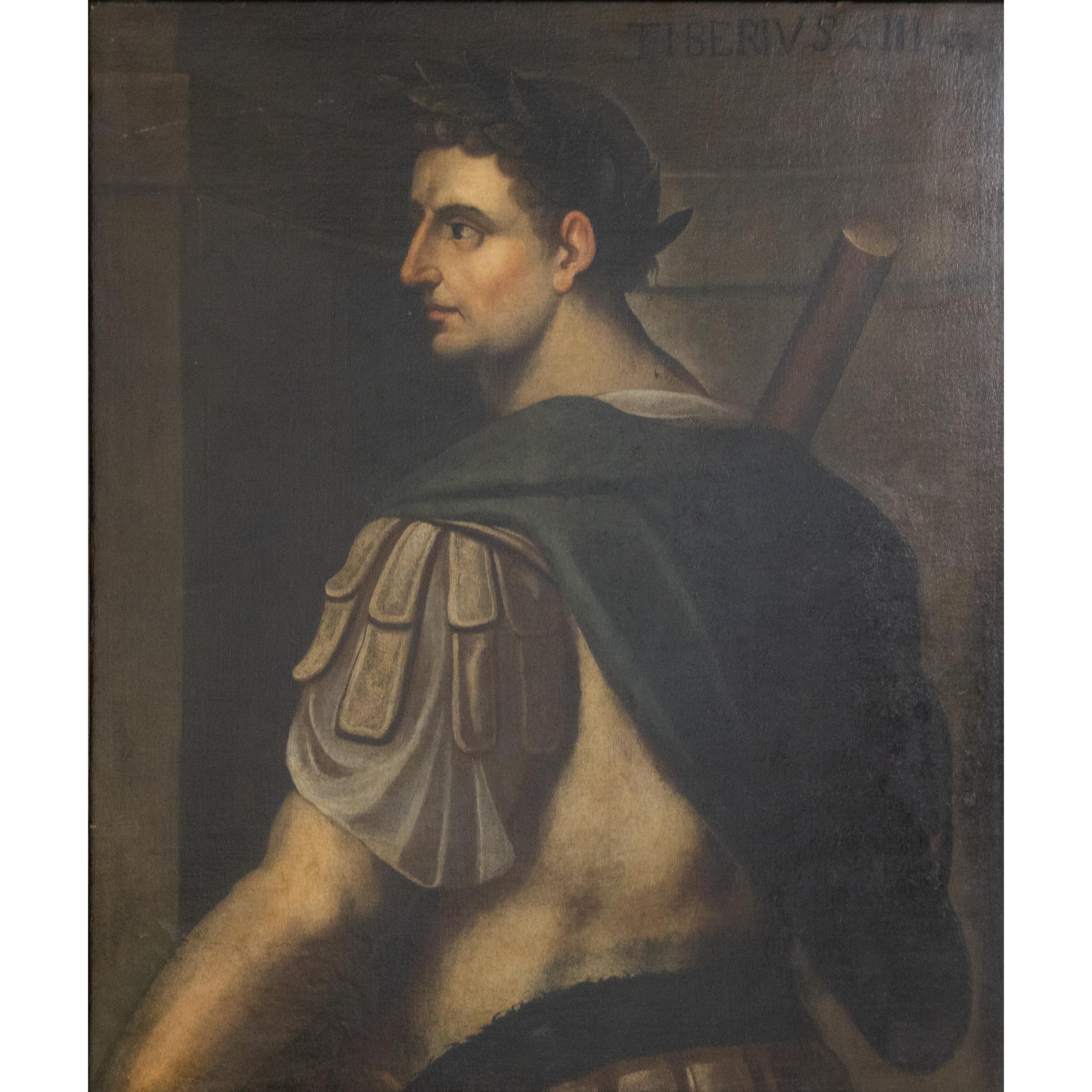 Unknown Portrait Painting - Portrait of the Emperor Tiberius, Follower of Bernardino Campi, pr. 17th Century