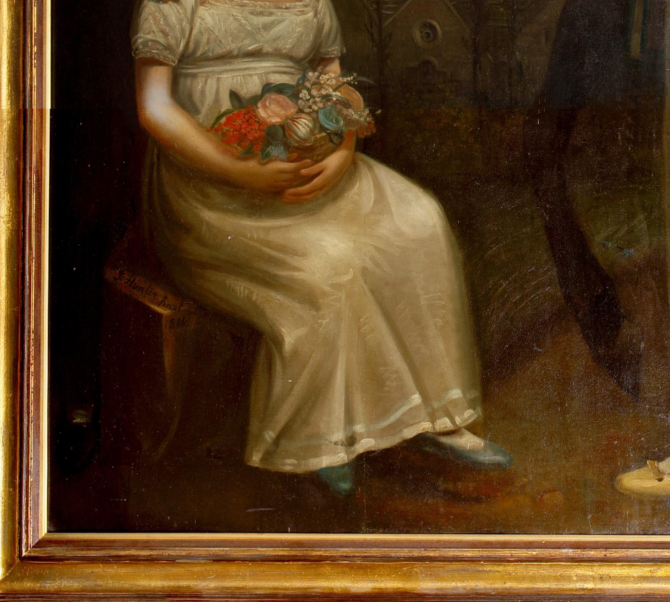 Portrait Of The Fawcett Children Of Bradford, dated 1814  by J. Hunter  - Brown Portrait Painting by Unknown