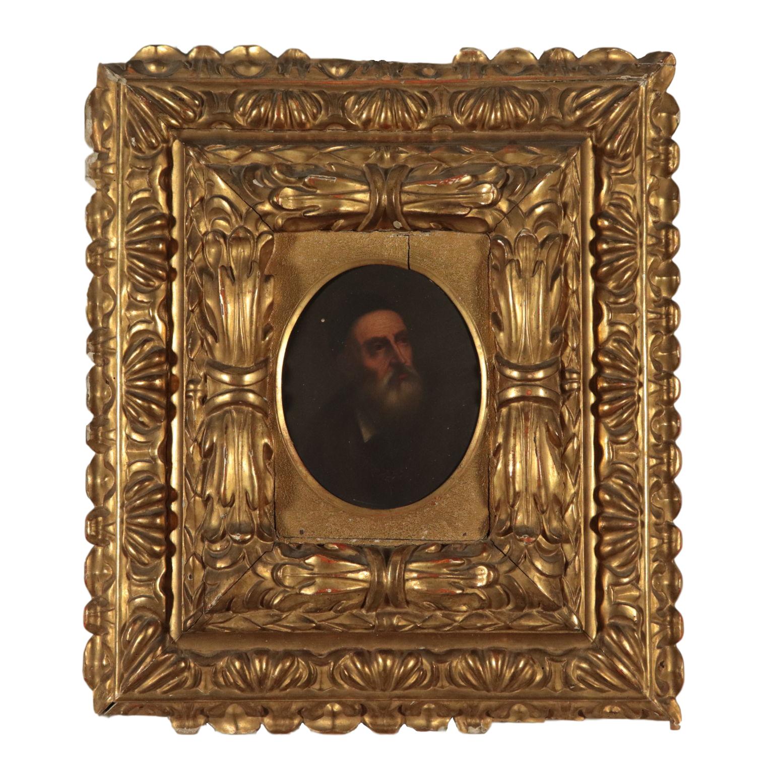 Unknown Portrait Painting - Portrait of Tiziano Gilded Frame 18th Century