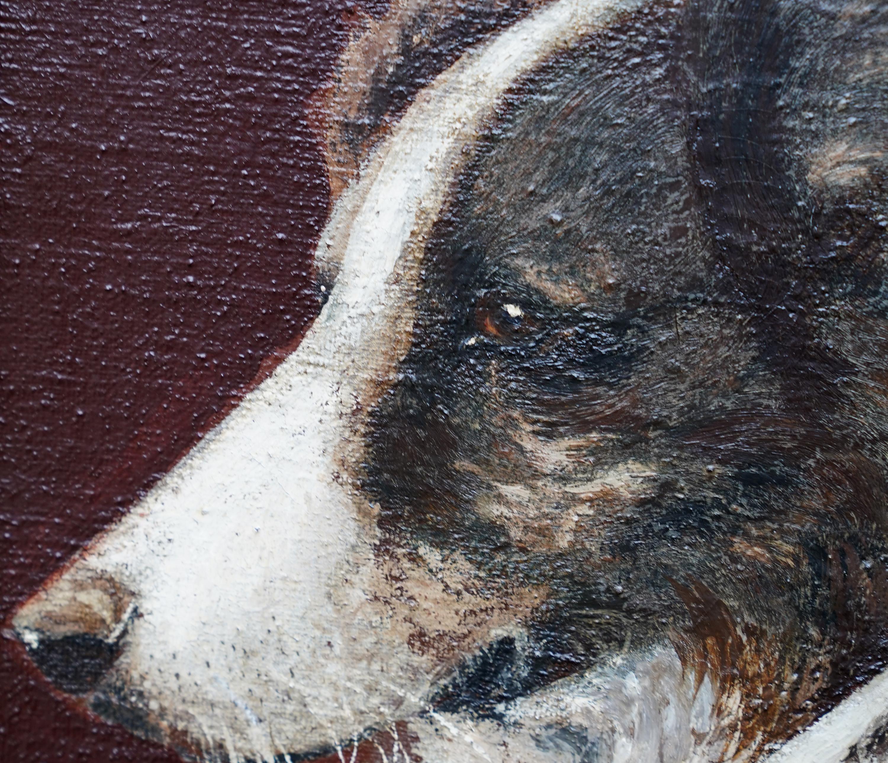 Portrait de deux chiens chevaux - Peinture à l'huile d'art édouardien britannique représentant des animaux en vente 4