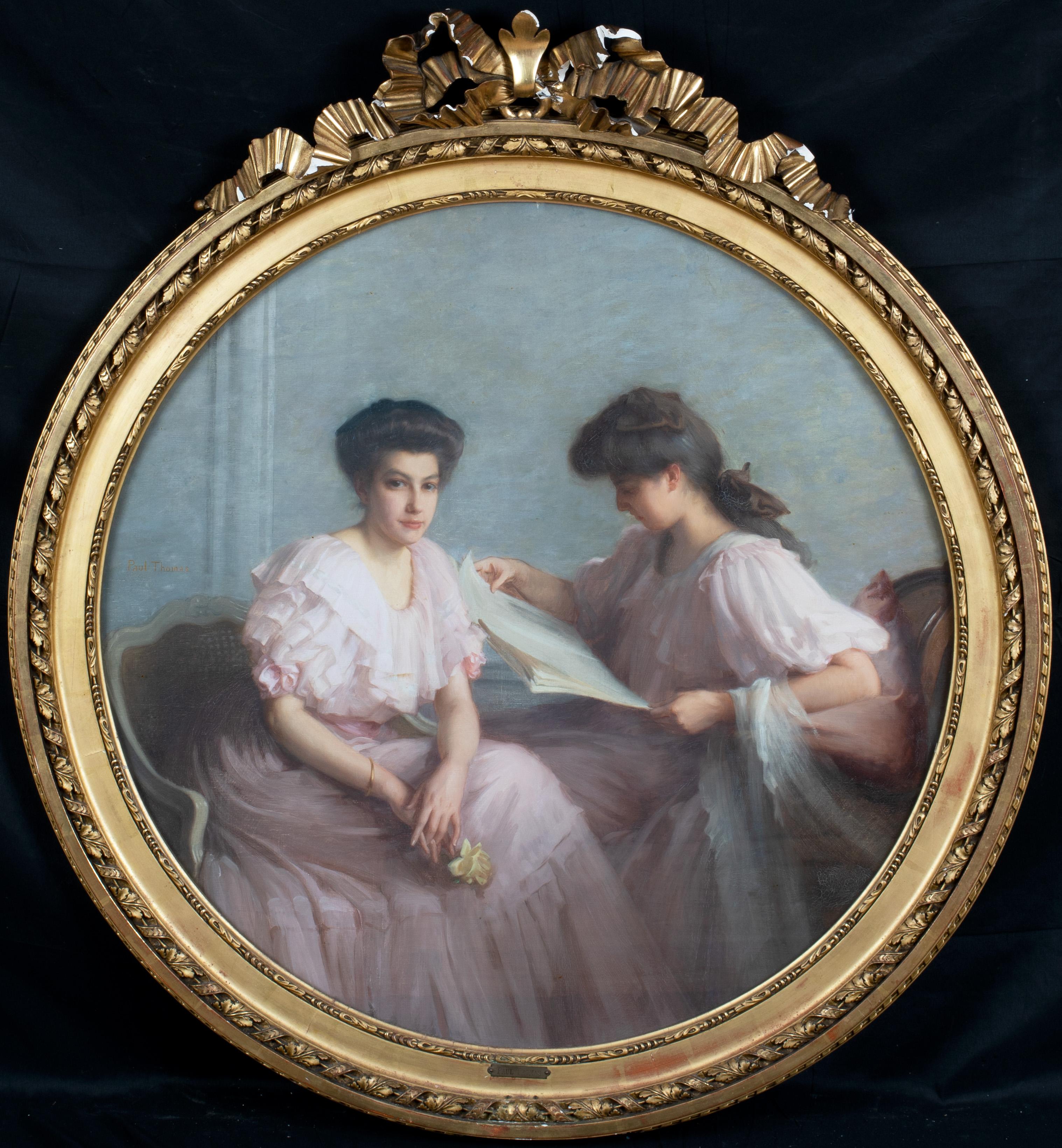 Unknown Portrait Painting - Portrait Of Two Ladies, Paris, 19th Century