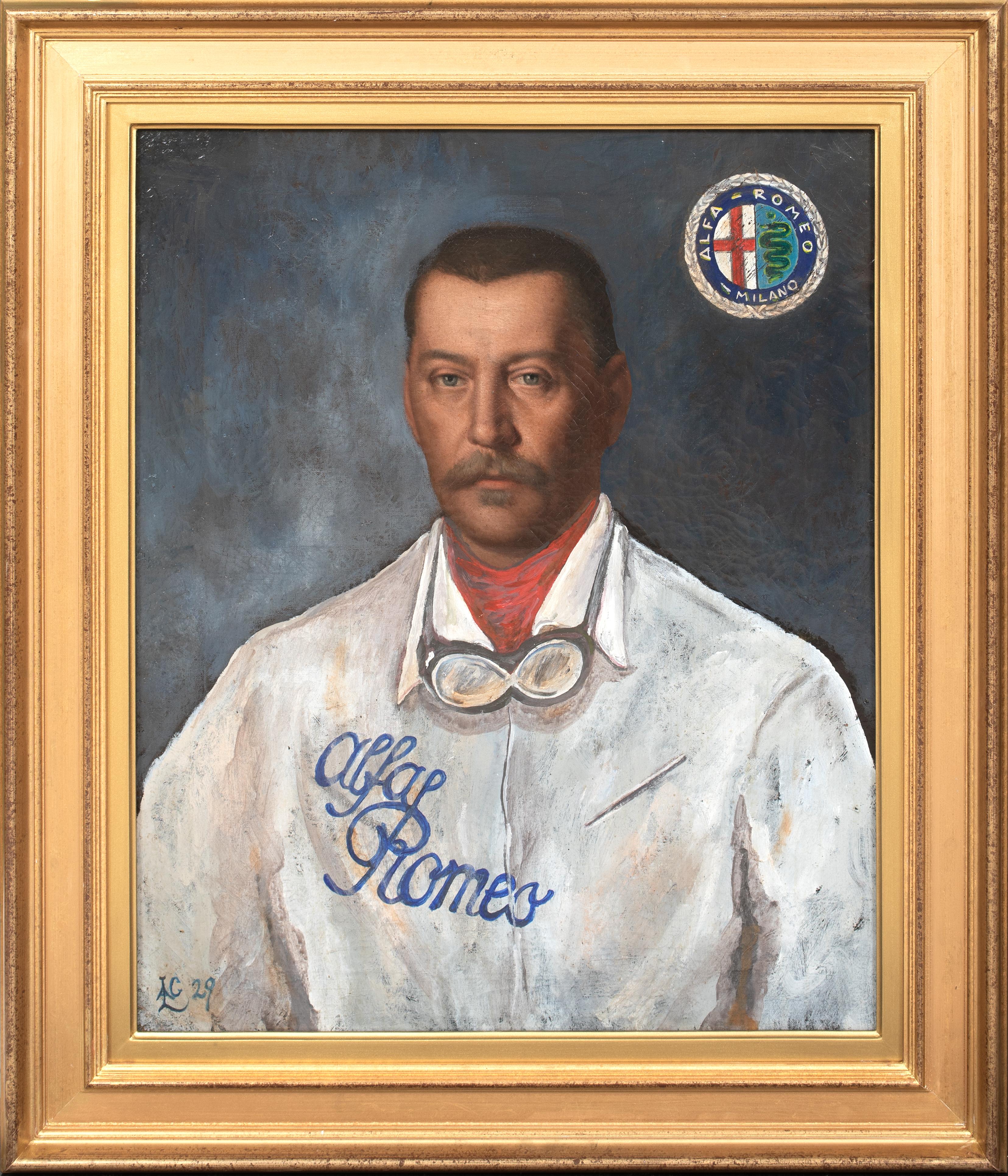 Unknown Portrait Painting – Porträt von Victor Rigal, Alfa Romeo Racing Team, datiert 1929  LAC mit Monogramm