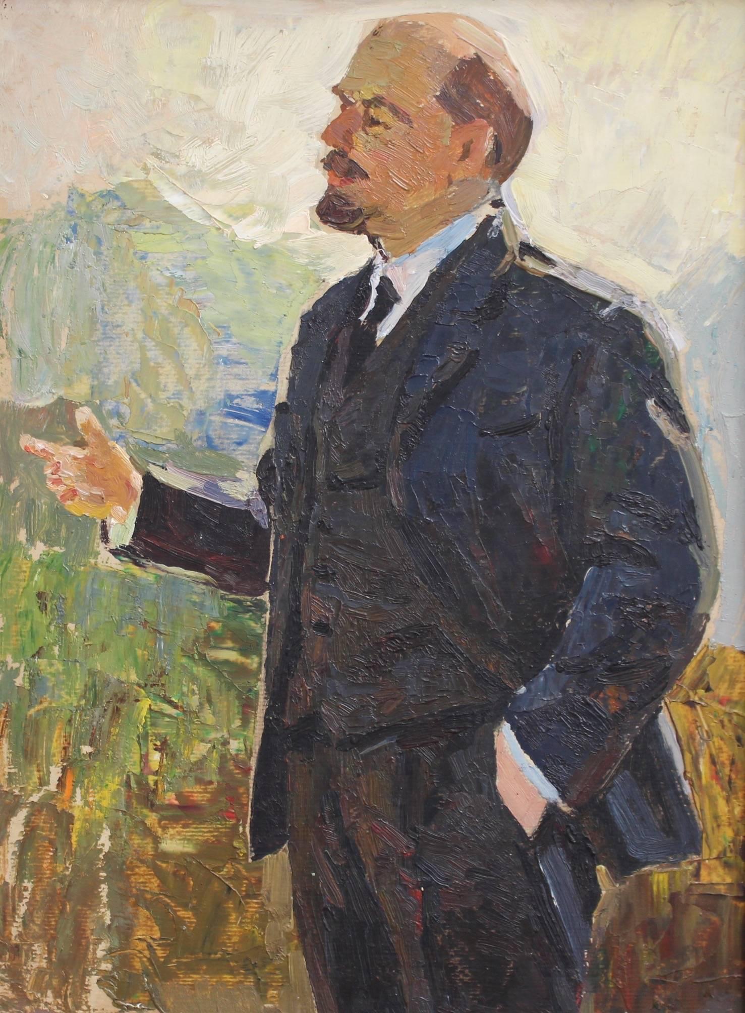 Unknown Figurative Painting - Portrait of Vladimir Lenin