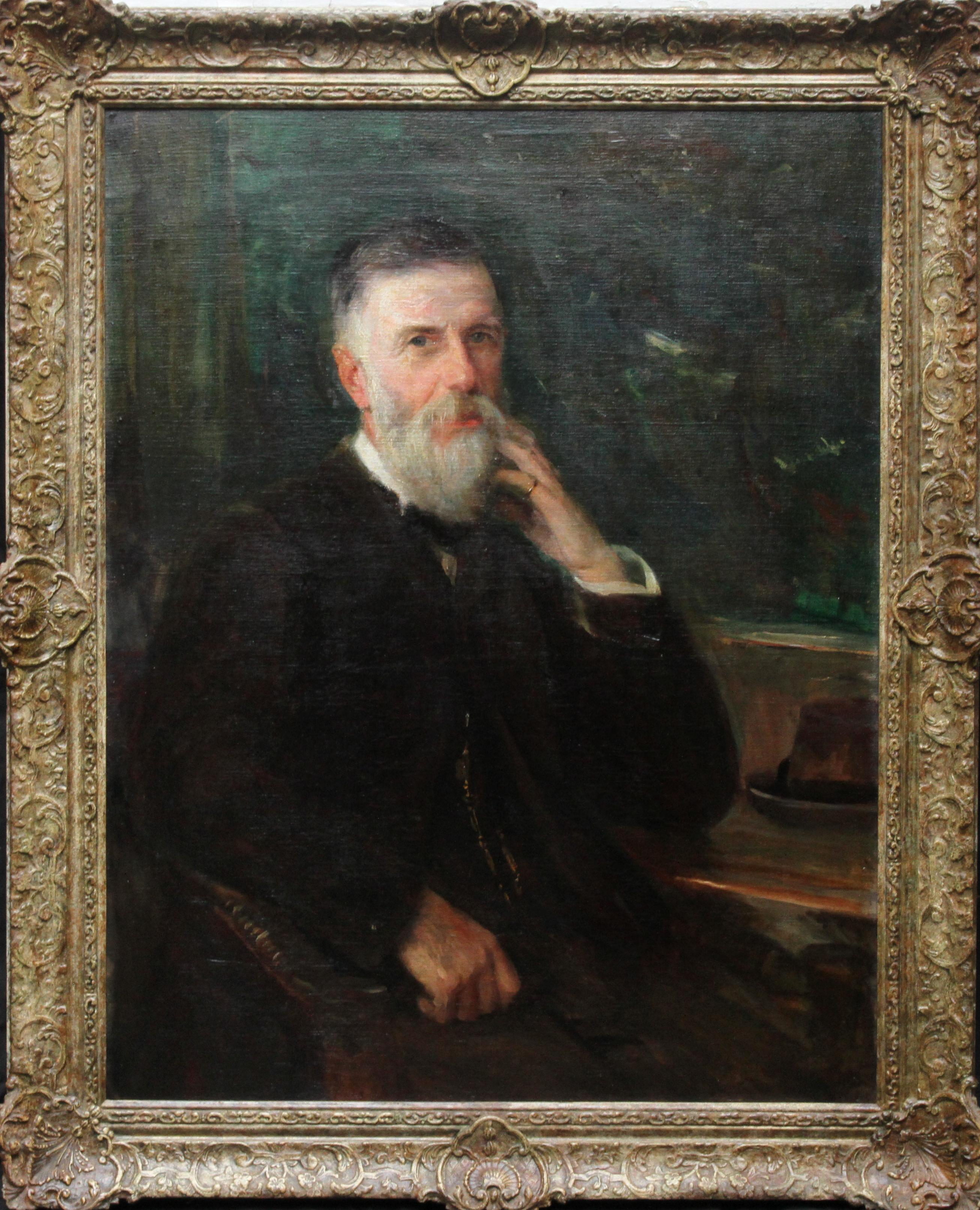Unknown Portrait Painting – Portrait of William Broom - Scottish Edwardian art male portrait oil painting