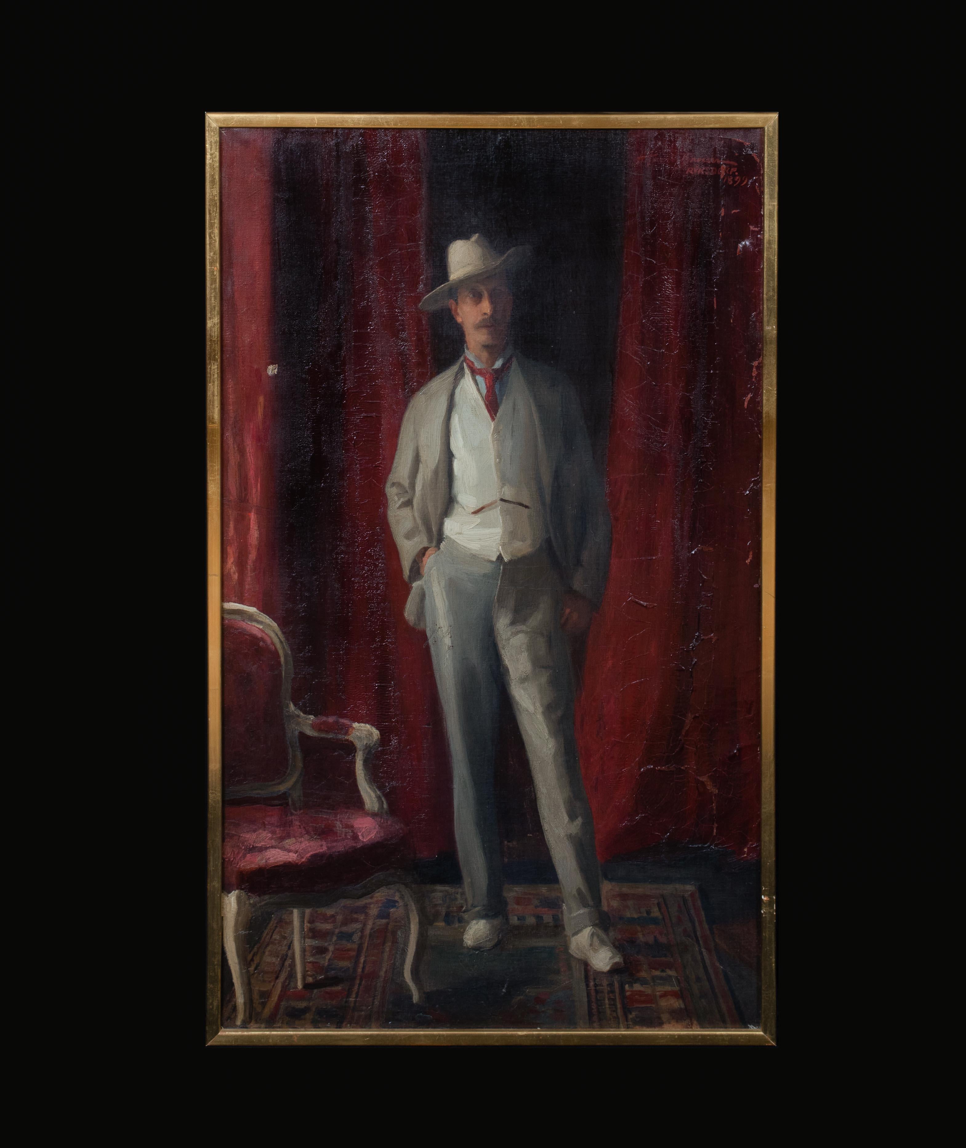 Portrait Of William Burdon-Muller, Santiago, Chile, dated 1899 - Painting by Unknown