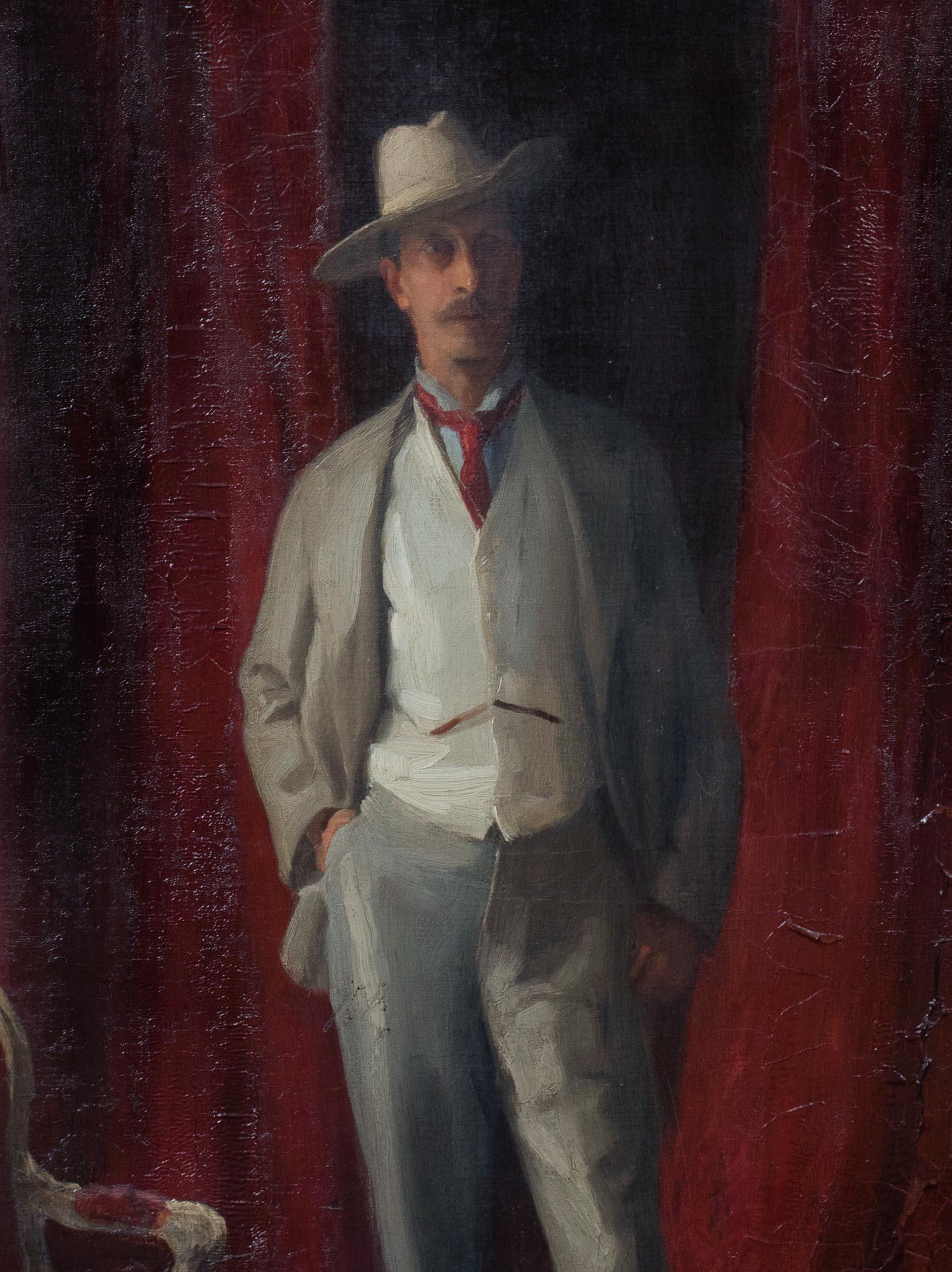 Portrait Of William Burdon-Muller, Santiago, Chile, dated 1899

by HENRY HARRIS BROWN (BRITISH, 1864-1948)

Large 1899 portrait of William Burdon-Muller, oil on canvas by Henry Harris Brown. Full length portrait of Muller, a successful merchant from