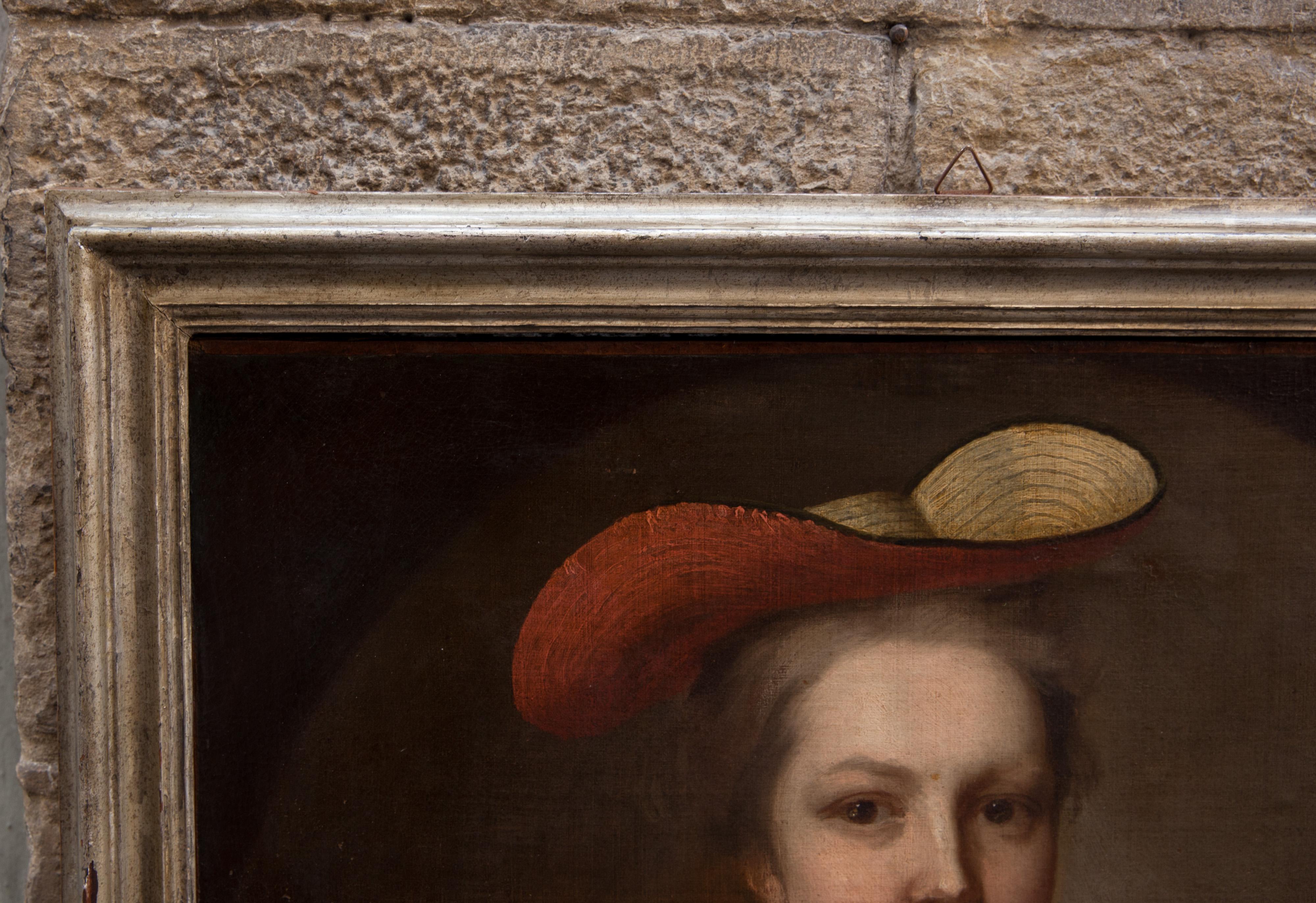 Portrait of Young English aristocrat with Straw Hat. English School circa 1720 For Sale 6
