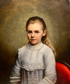 Portrait of Young Girl in Blue Dress