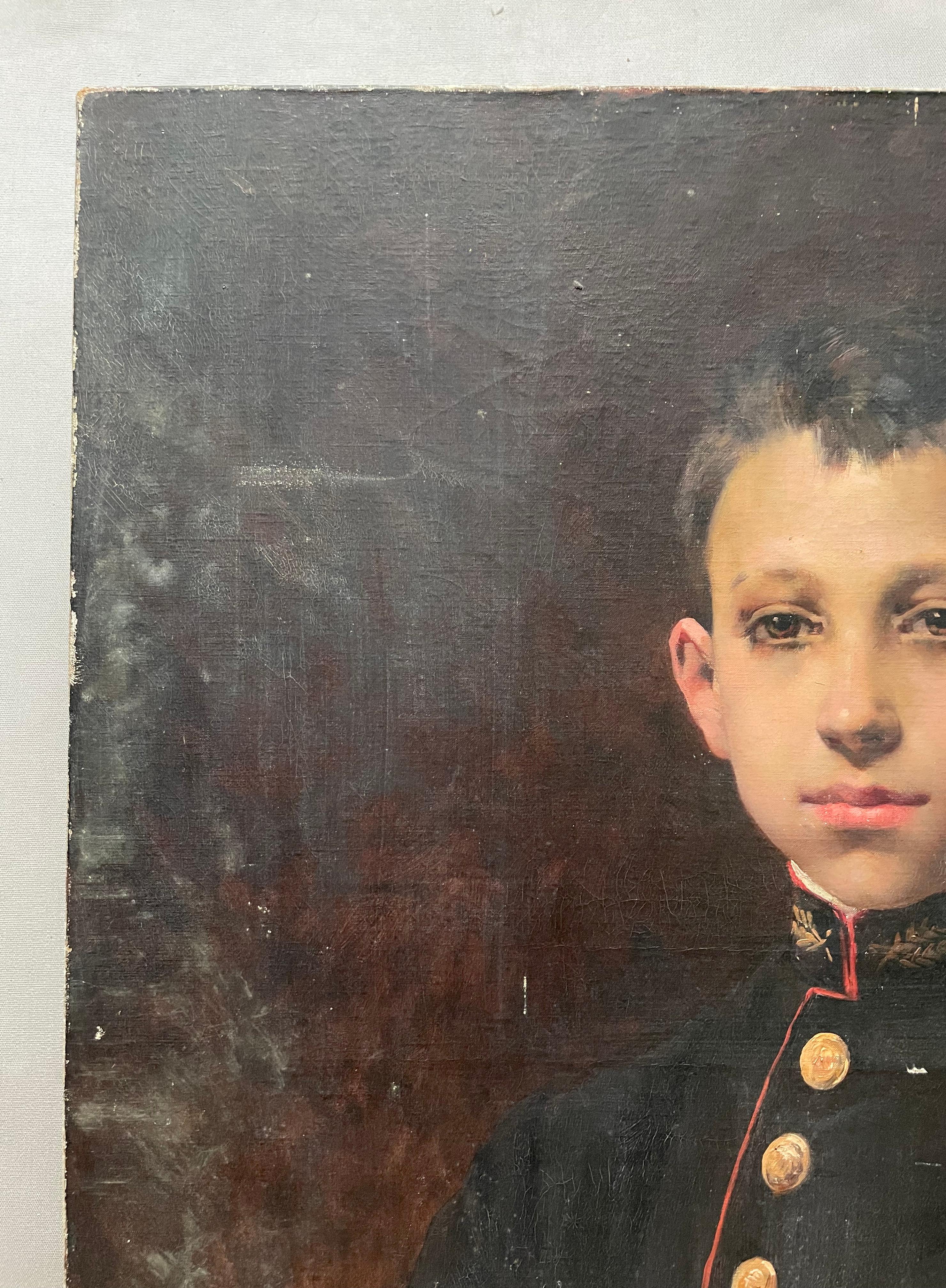 Portrait of young man in uniform.
Oil on canvas late 19th century.
unsigned
Light cracks, small scratches, small paint losses, to be cleaned.
73 x 60 cm