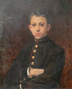 Portrait Of Young Man In Uniform, Oil On Canvas 19th Century