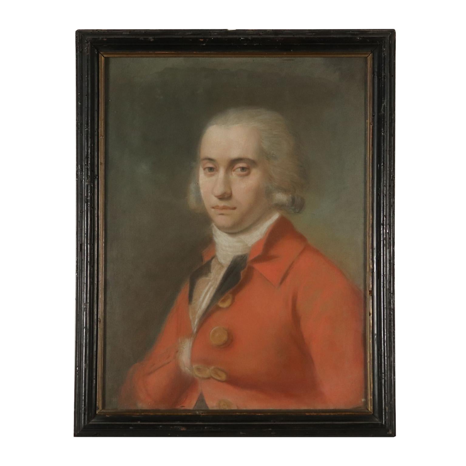 Unknown Portrait Painting - Portrait of Young Man Pastel on Paper Second Half of 1700s, Italian Painting 