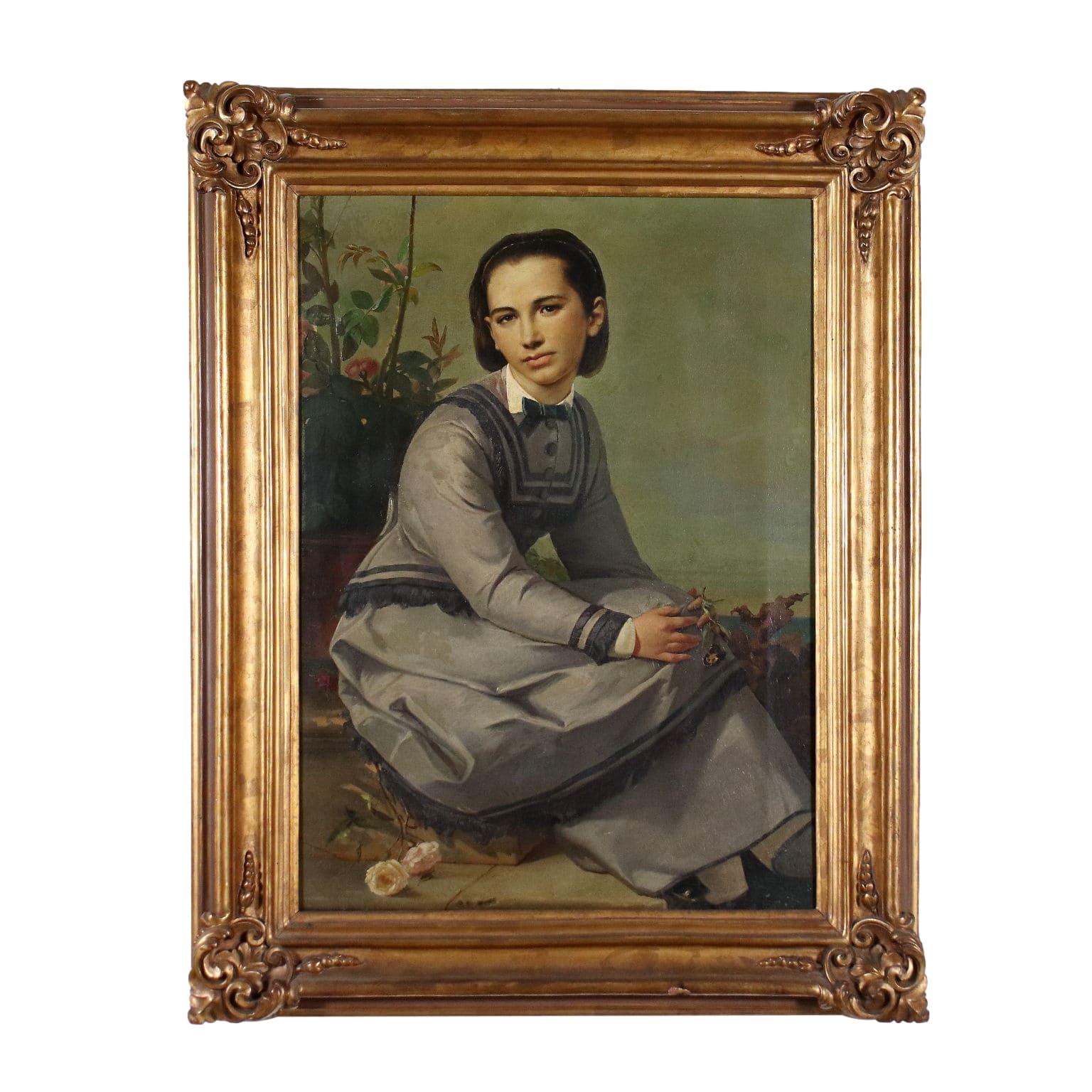 Unknown Portrait Painting - Portrait of Young Woman, XIXth century