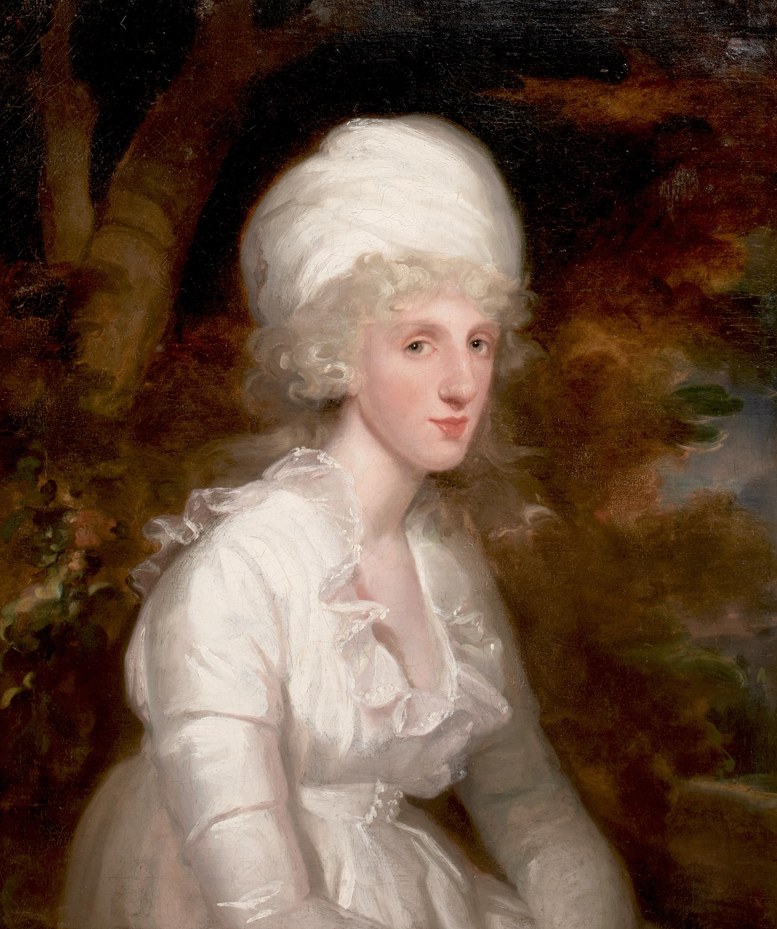 Portrait de Mme Emma Burward, 19e siècle  par Sir JOHN HOPPNER (1758-1810) - Marron Still-Life Painting par Unknown