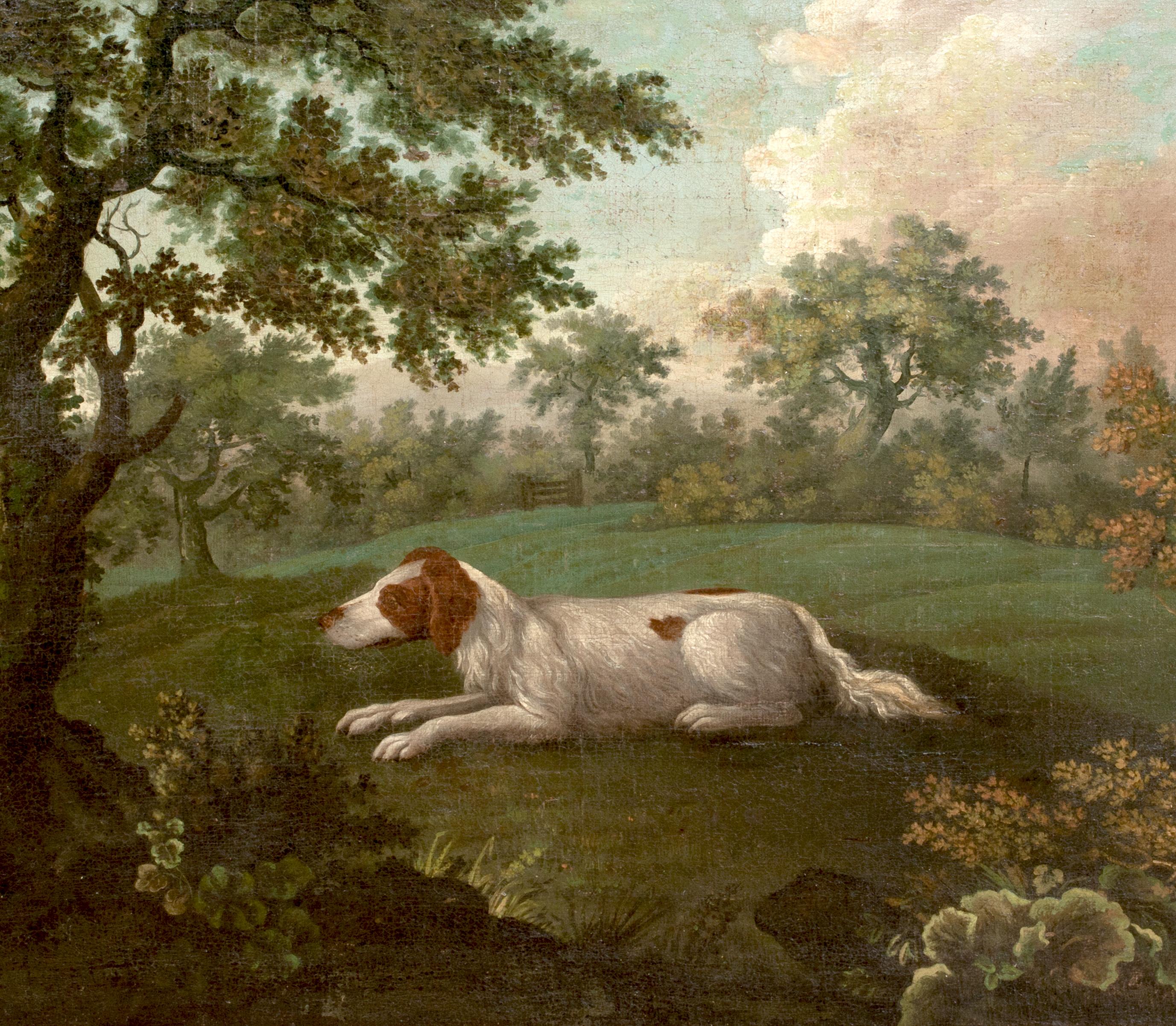 Portrait On An English Springer Spaniel, 18th Century

attributed to Thomas WEAVER (1774-1843)

Large circa 18th century portrait of an English Springer Spaniel in an open field, oil on canvas attributed to Thomas Weaver. Excellent quality and