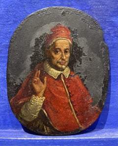 Portrait On Slate Of Pope Innocent XI (blessed Odescalchi), 17th Century