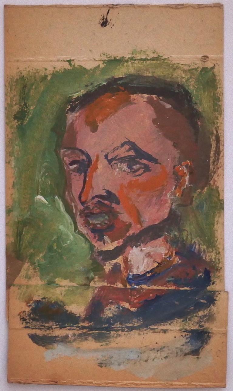 Portrait - Oil Painting on Cardboard - 20th Century