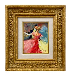Portrait Painting of a Man & Woman Waltz Dancing, Oil on Canvas, Signed