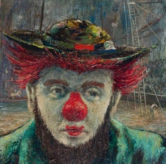Impressionist Portrait Painting of Circus Clown 1950