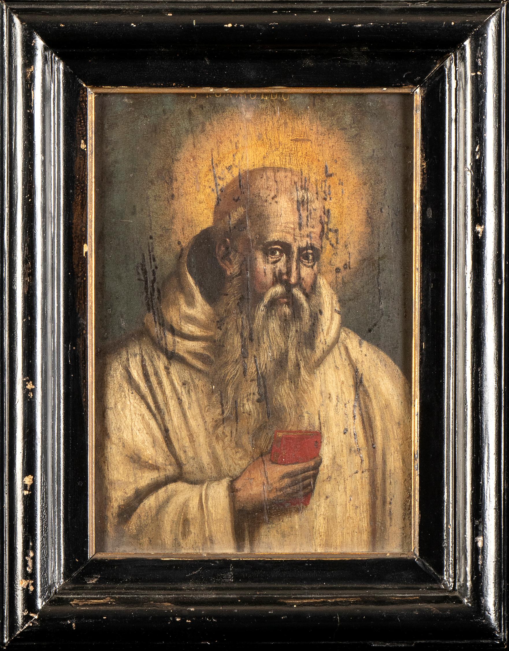 Unknown Portrait Painting - Portrait  Painting of Saint Romuald Italian School of 16th Century Oil On Board