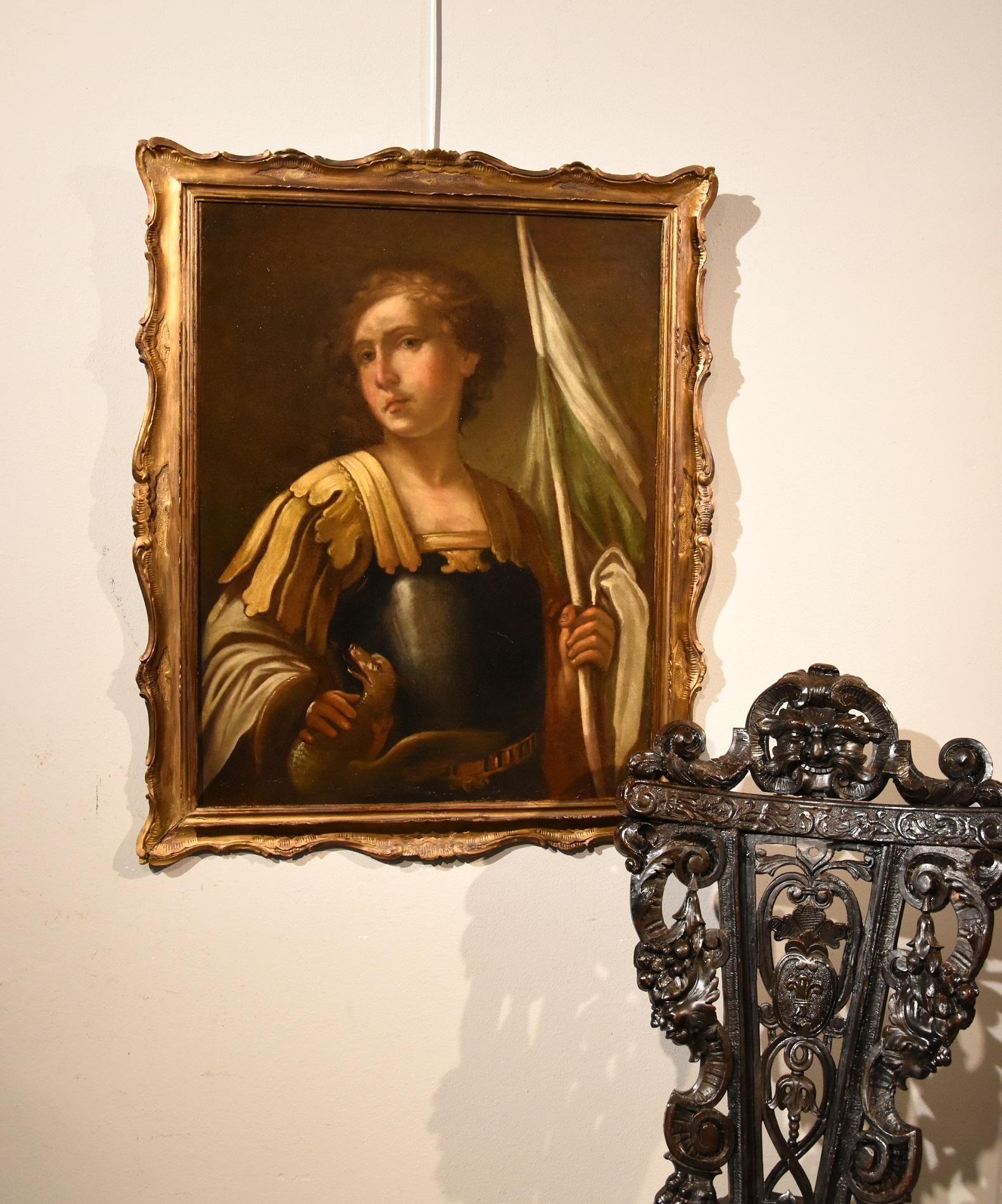 Portrait Saint George Paint Oil on canvas Old master 17th CEntury Italian Art 6