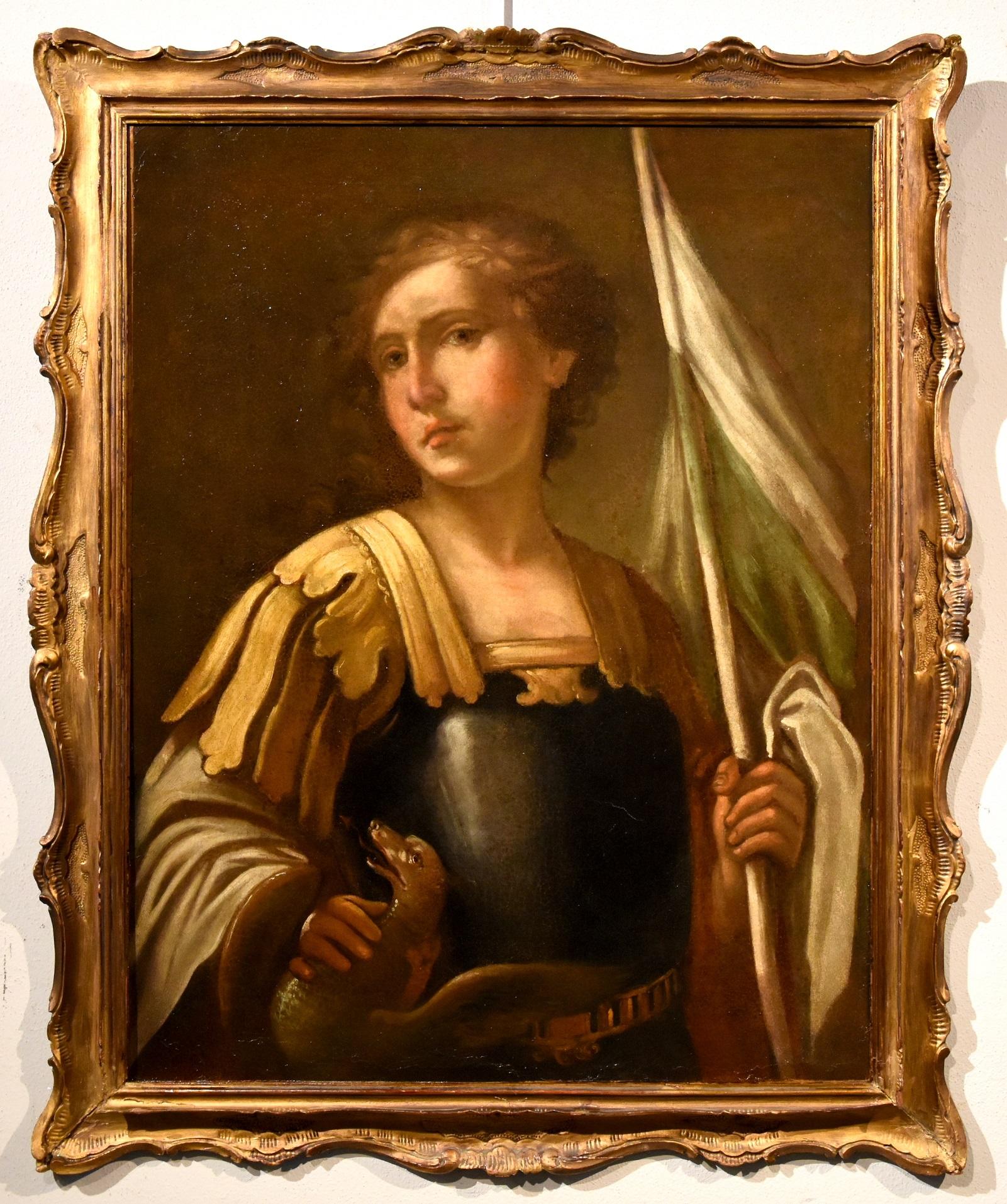 Portrait Saint George Paint Oil on canvas Old master 17th CEntury Italian Art - Painting by Unknown