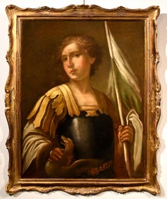 Portrait Saint George Paint Oil on canvas Old master 17th CEntury Italian Art