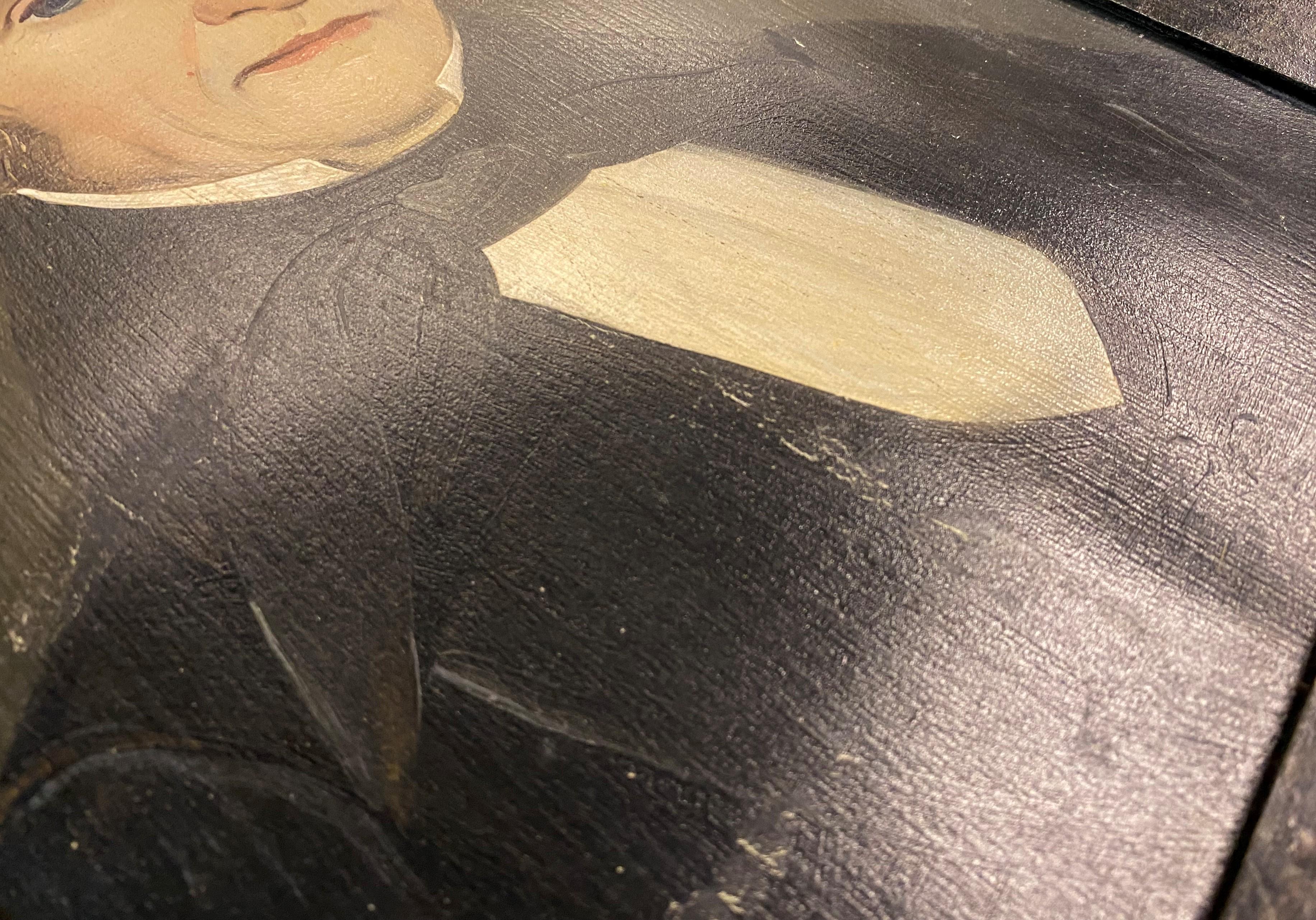 Ein feines Paar Porträts der Prior-Hamblin-Schule aus dem 19. Jahrhundert in Öl auf Pappe, identifiziert als John & Sally Eaton, Eltern von AH Harris, unsigniert und untergebracht in Holzrahmen mit marmorierter Oberfläche. Auf der Rückseite jedes