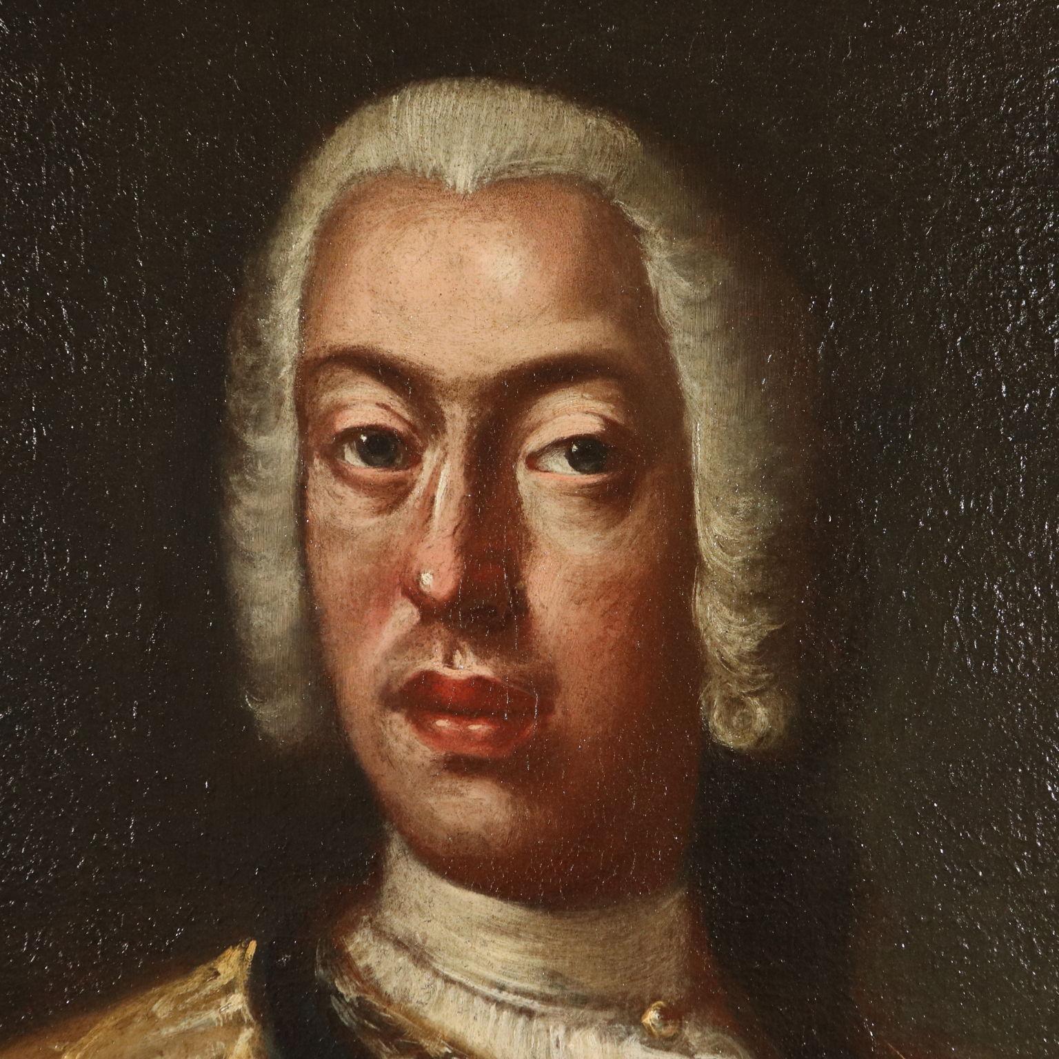 Portray of Nobleman Earl of Belgioioso 18th Century (Schwarz), Portrait Painting, von Unknown