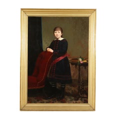Portray of Young Girl Oil on Canvas 19th Century
