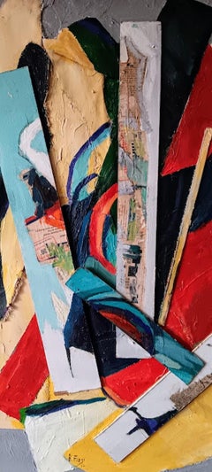 Post Cubist Composition by Eric K. Fiazi, Collage, Framed