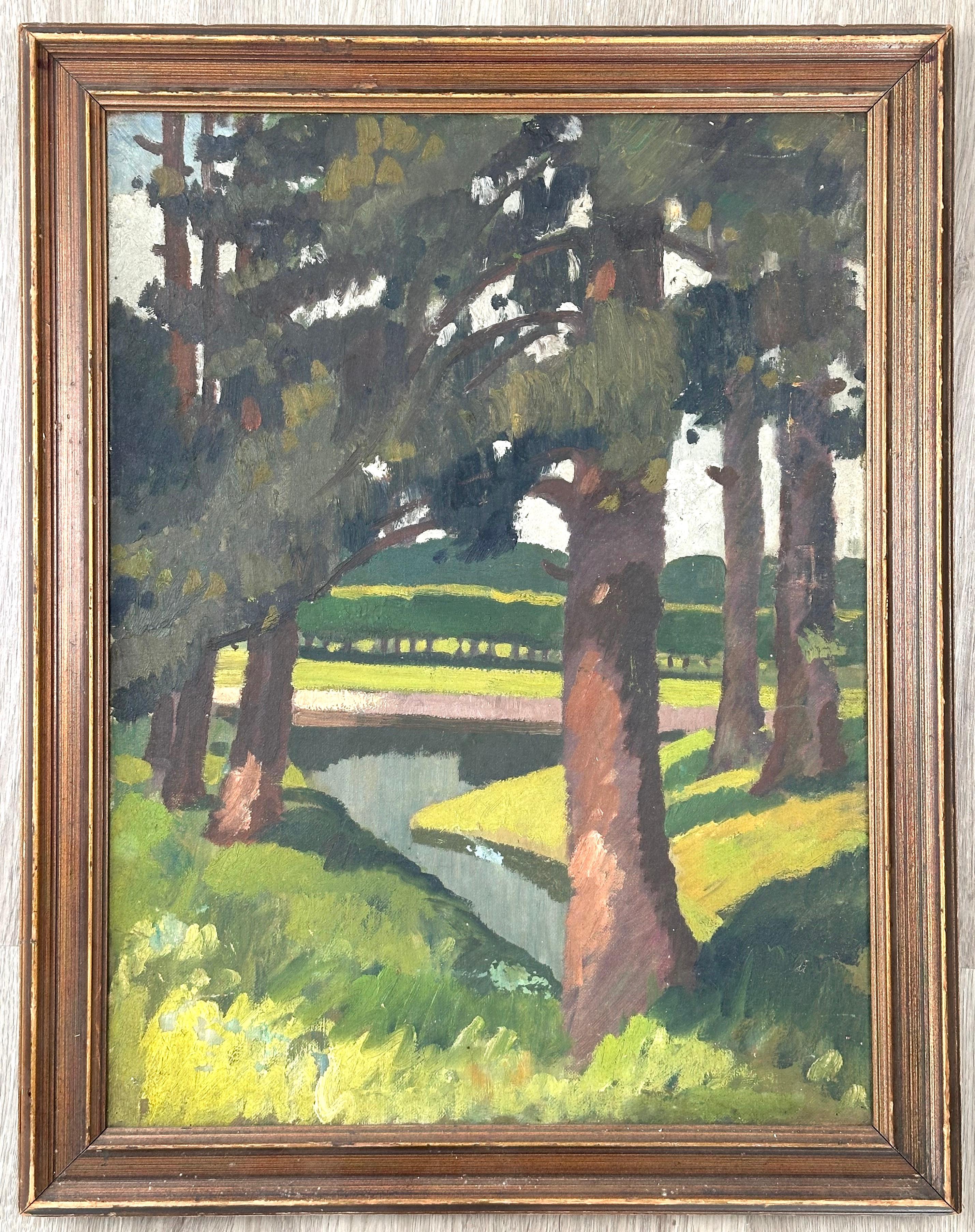 Landscape Painting di Unknown - Paesaggio post-impressionista