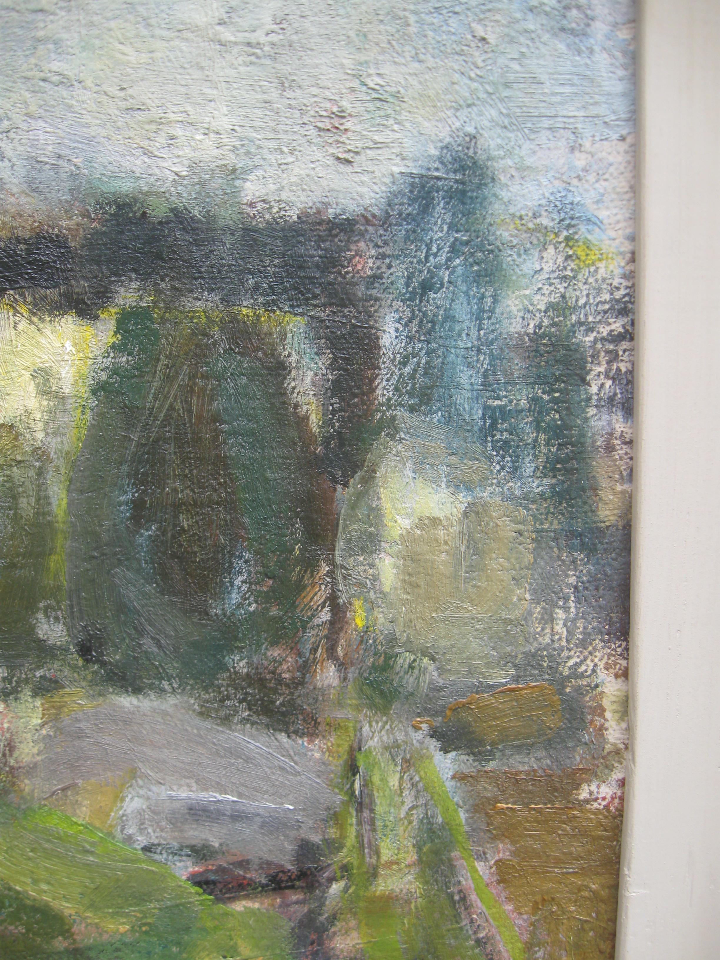 Post Impressionist/ Modernist; 'Hilly Landscape with Ruins' oil circa 1952 For Sale 5