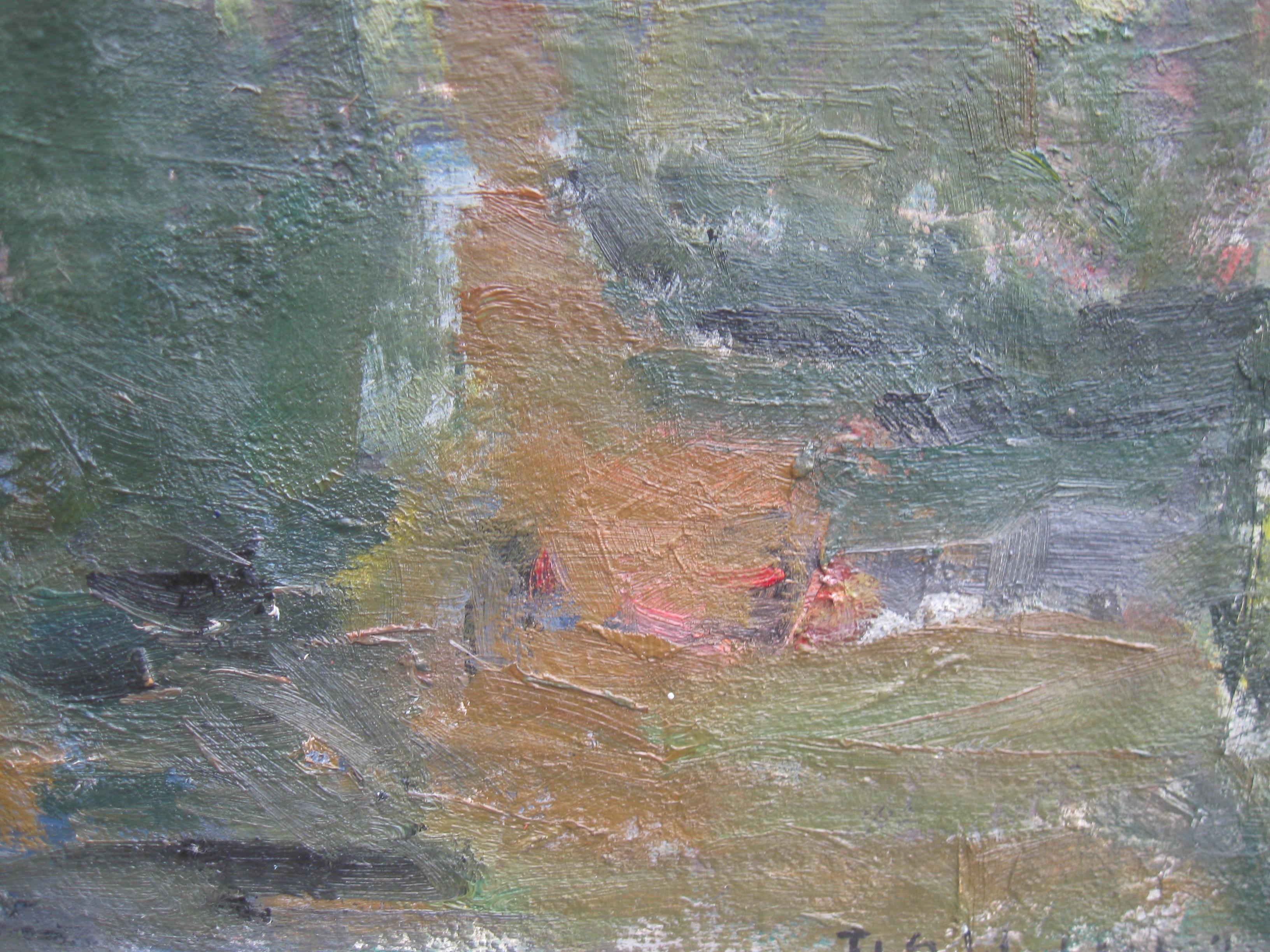 Postimpressionistischer/moderner Maler; „Hilly Landschaft mit Ruinen“, Öl, um 1952 im Angebot 6