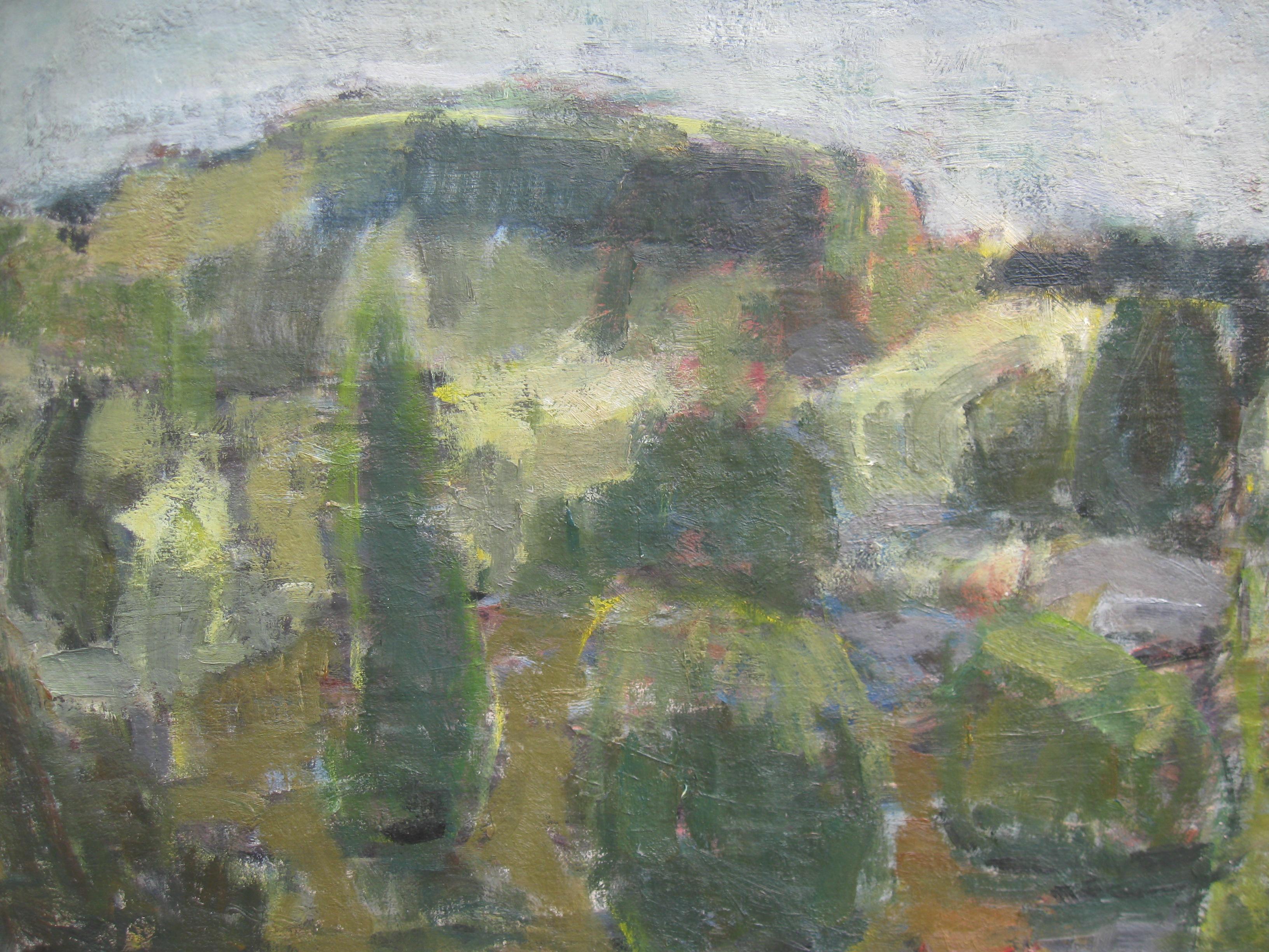 Postimpressionistischer/moderner Maler; „Hilly Landschaft mit Ruinen“, Öl, um 1952 im Angebot 7