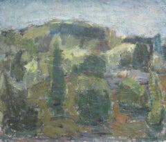 Post impressionista/modernista; 'Paesaggio collinare con rovine' olio del 1952 ca.