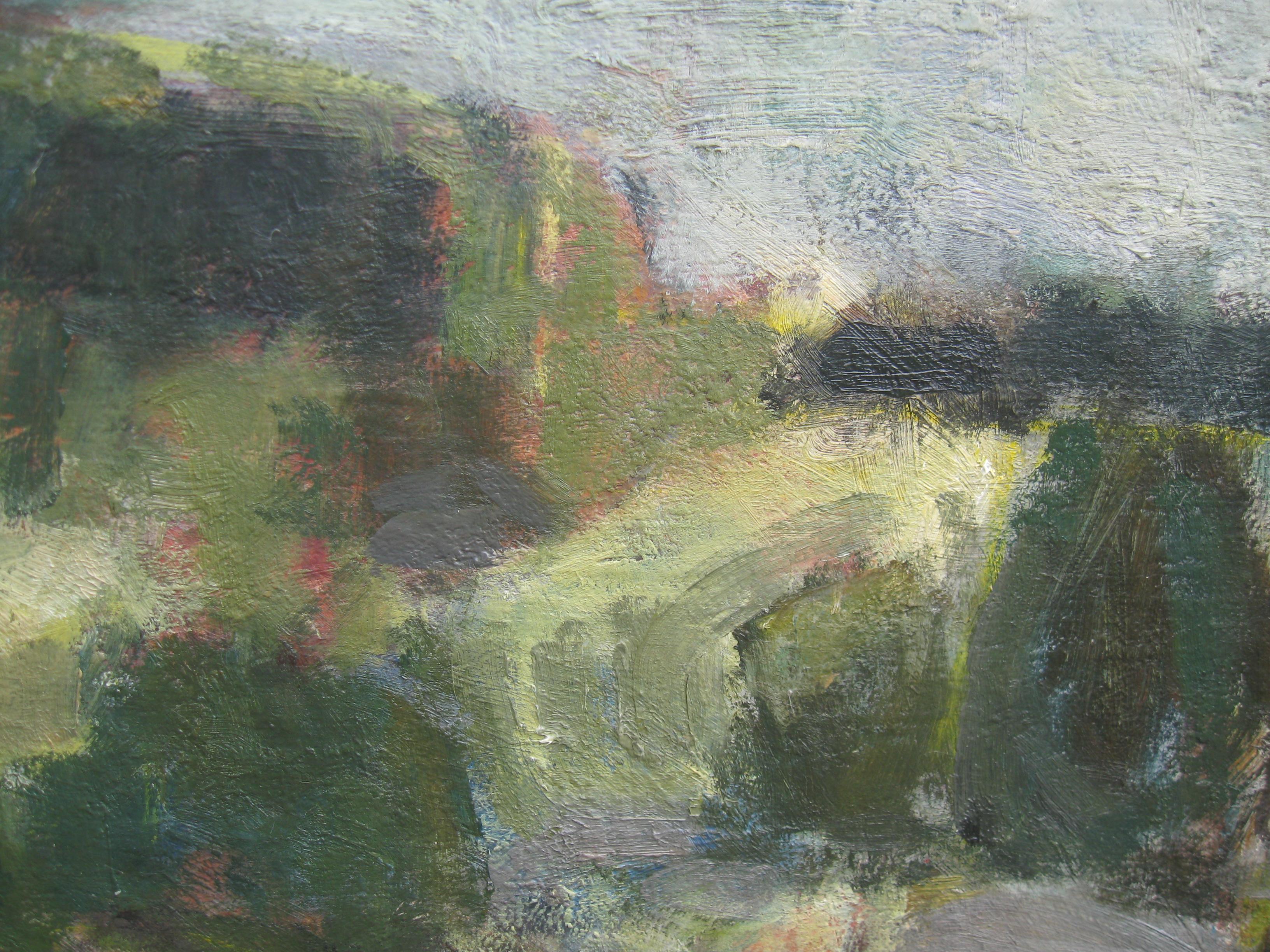 Post Impressionist/ Modernist; 'Hilly Landscape with Ruins' oil circa 1952 For Sale 4