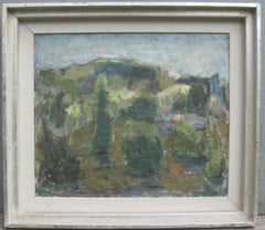 Post Impressionist/ Modernist; 'Hilly Landscape with Ruins' oil circa 1952