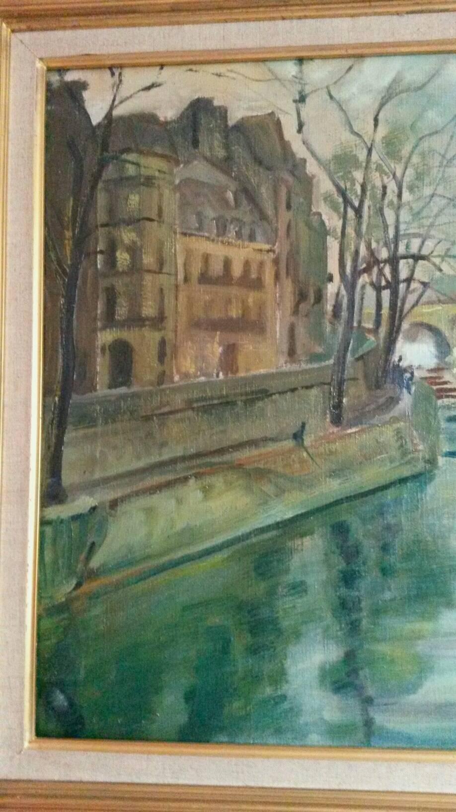 Post Impressionist Quai d'Anjou  landscape , Paris, 1930's 3