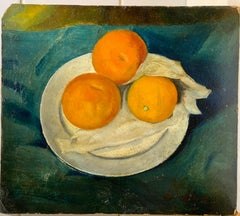 Nature morte post-impressionniste avec oranges.  Début du 20e siècle.  