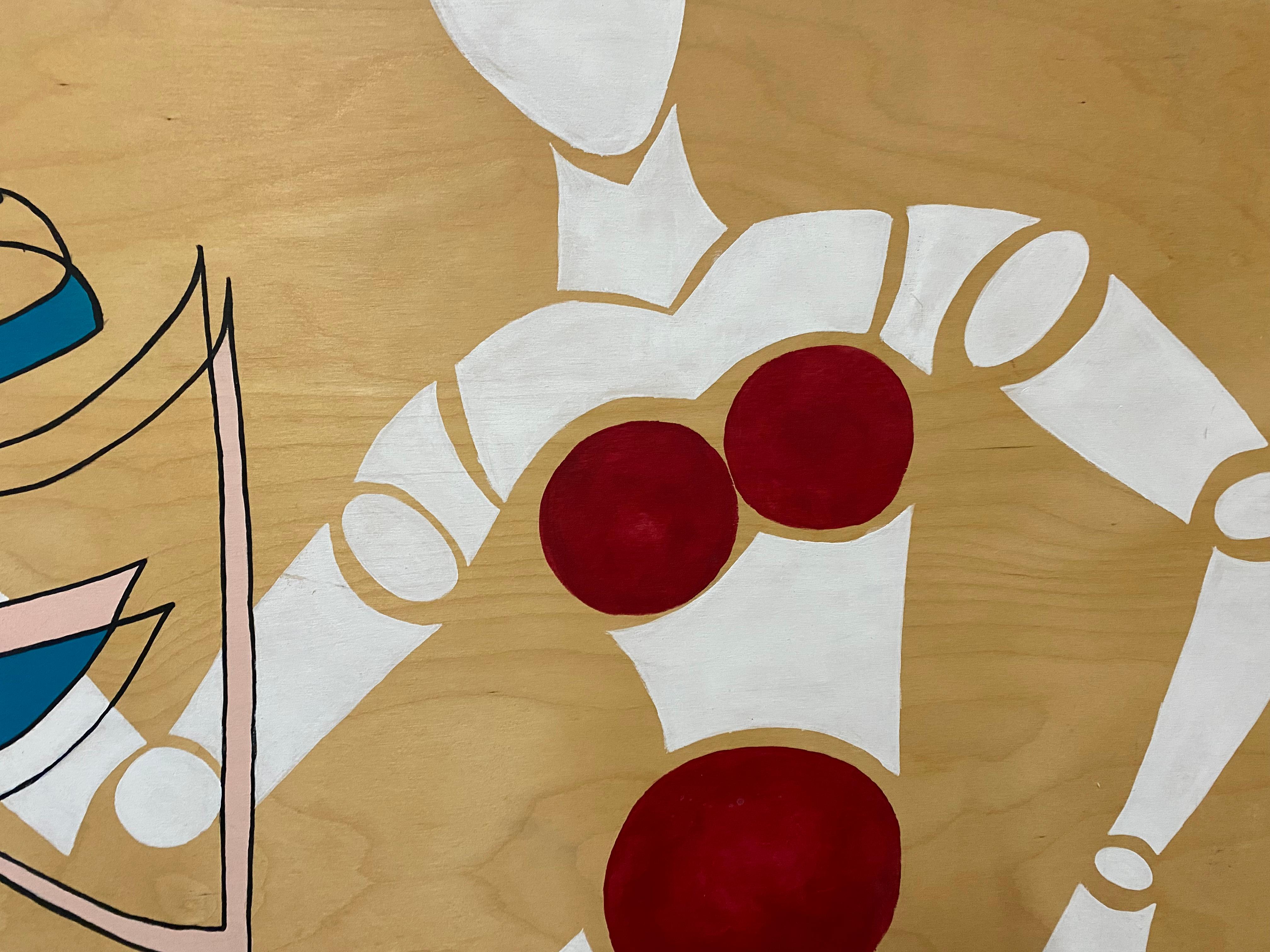 Maniquí posmoderno Pintura acrílica sobre panel de madera - Figurative Painting Marrón de Unknown