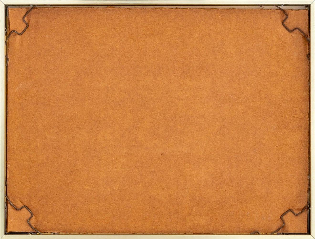 Pittura astratta a macchie del dopoguerra, olio su tela, composizione arcobaleno, apparentemente non firmata, cornice in metallo dorato. Immagine: 5,5
